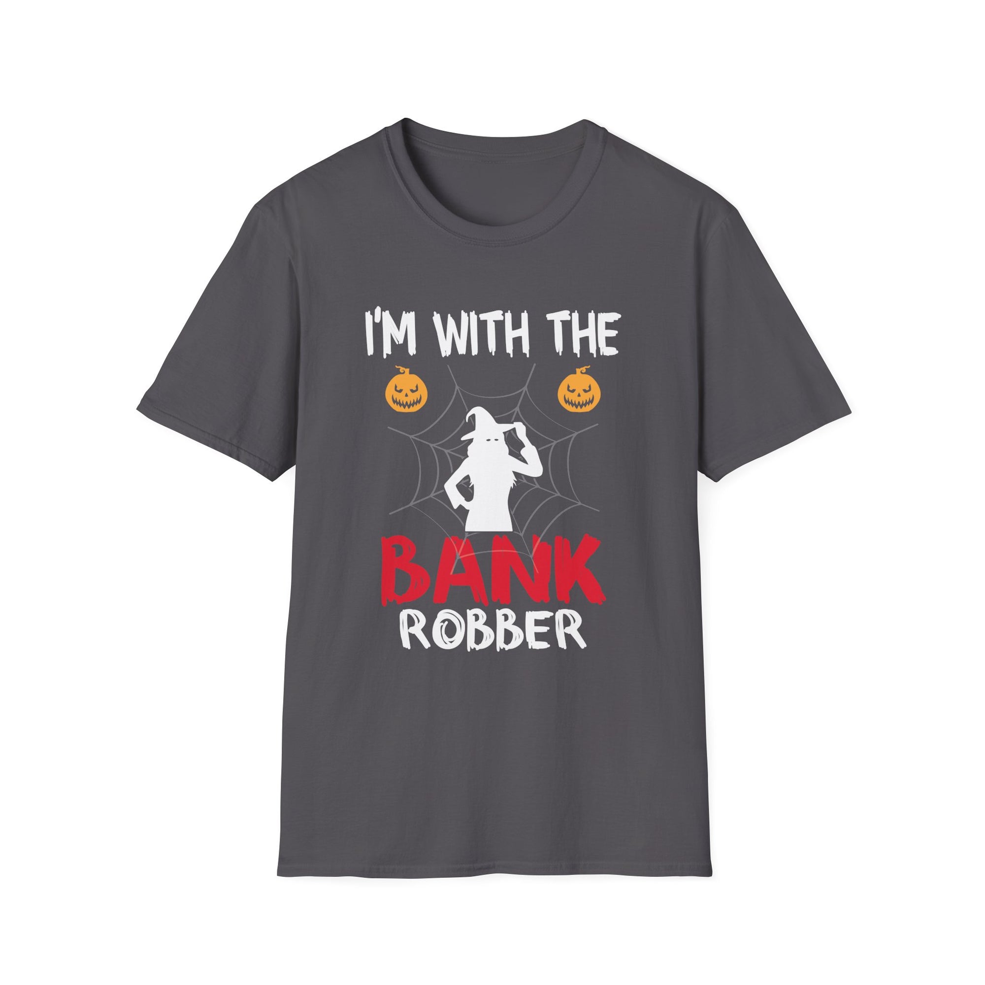 Halloween Bank Robber T-Shirt, Unisex Softstyle Tee, Spooky Season Apparel, Funny Costume Shirt, Perfect for Halloween Parties