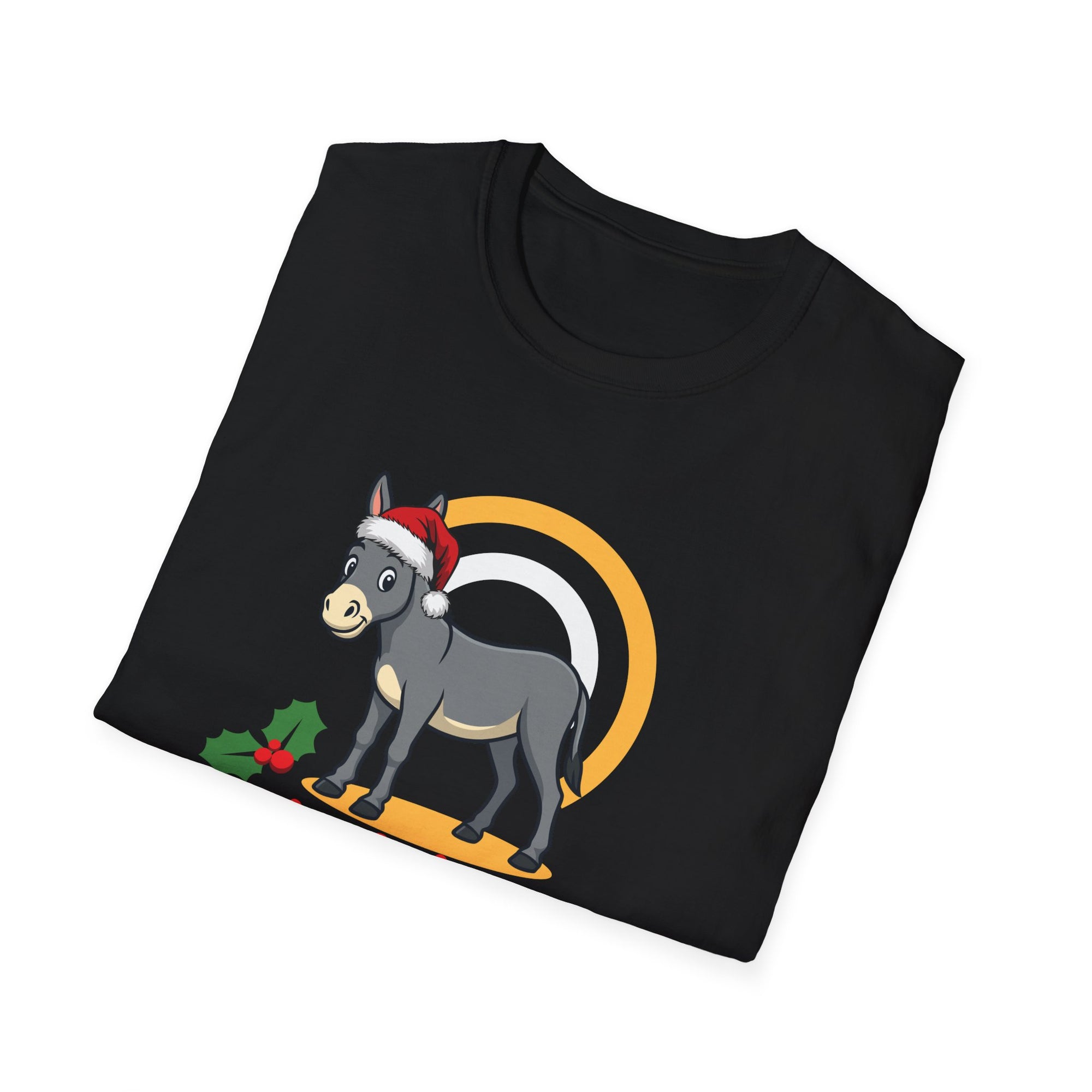 Christmas Donkey T-Shirt, Unisex Tee for Holiday Cheer, Funny Gift for Animal Lovers, Christmas Apparel, Festive Season Wear