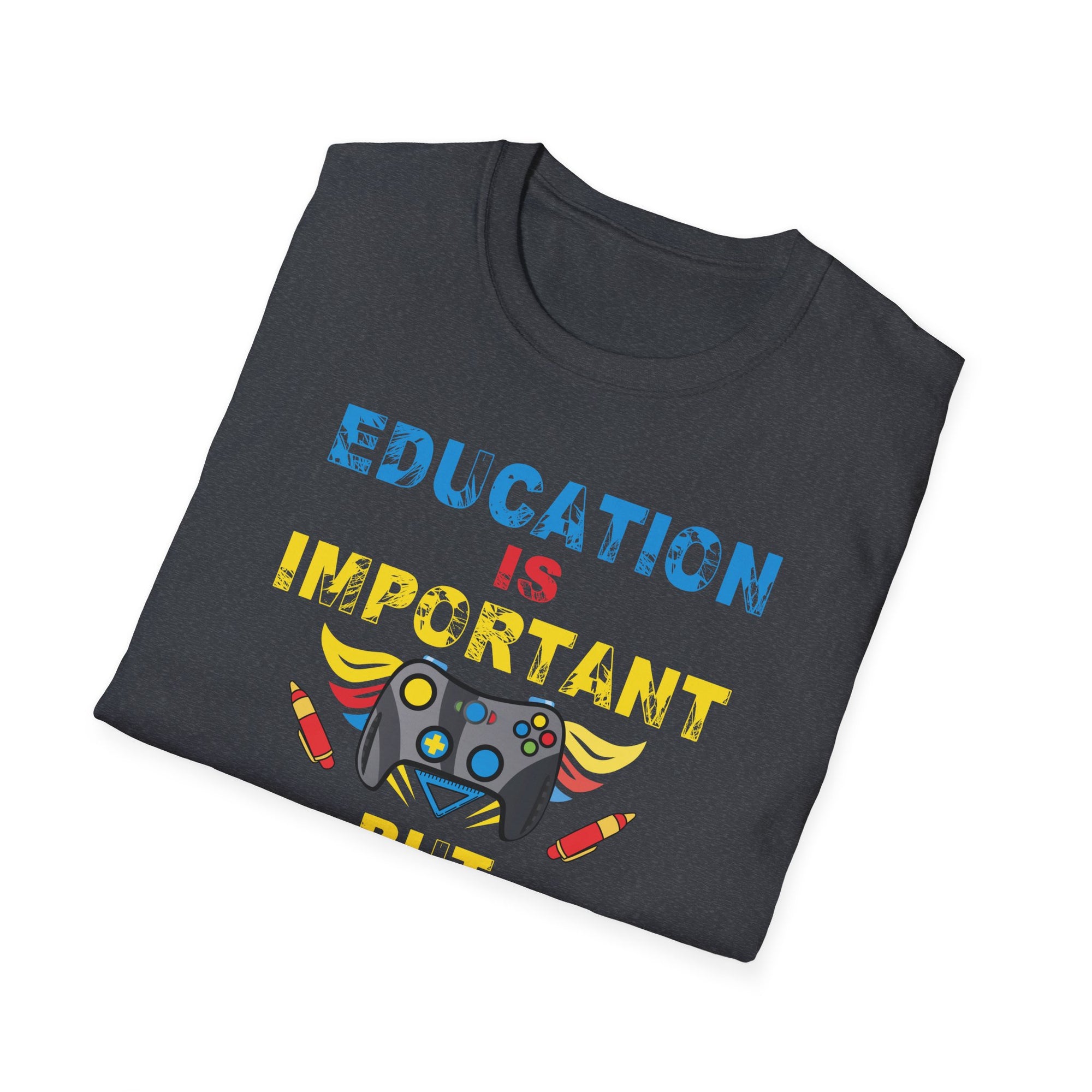 Unisex Gaming T-Shirt - Education is Important but Gaming is Importanter, Funny Gamer Tee, Perfect Gift for Gamers, Casual Wear, [...]
