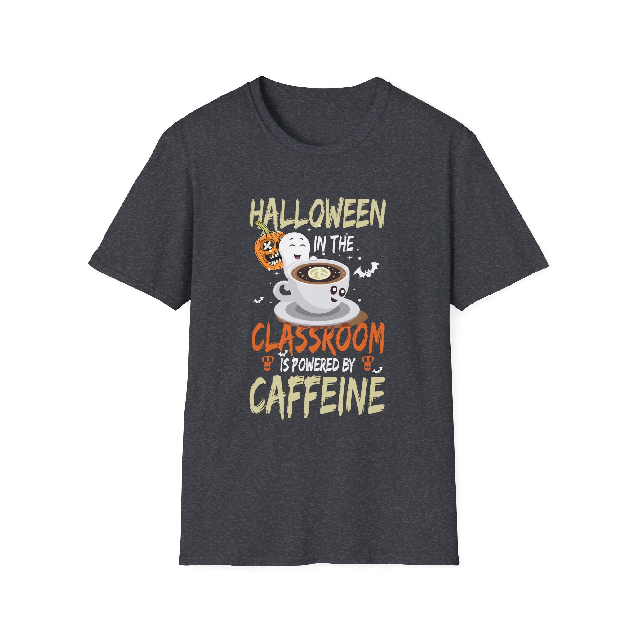 Halloween Classroom Caffeine T-Shirt, Cute Teacher Tee, Funny Halloween Gift, Unisex Softstyle Shirt, Coffee Lover Apparel