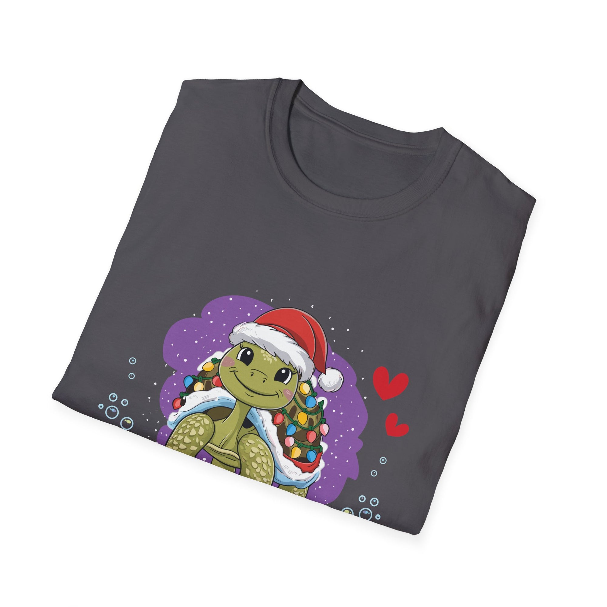 Christmas Turtle T-Shirt, Fun Holiday Tee, Unisex Softstyle Shirt, Gift for Ocean Lovers, Cute Festive Apparel