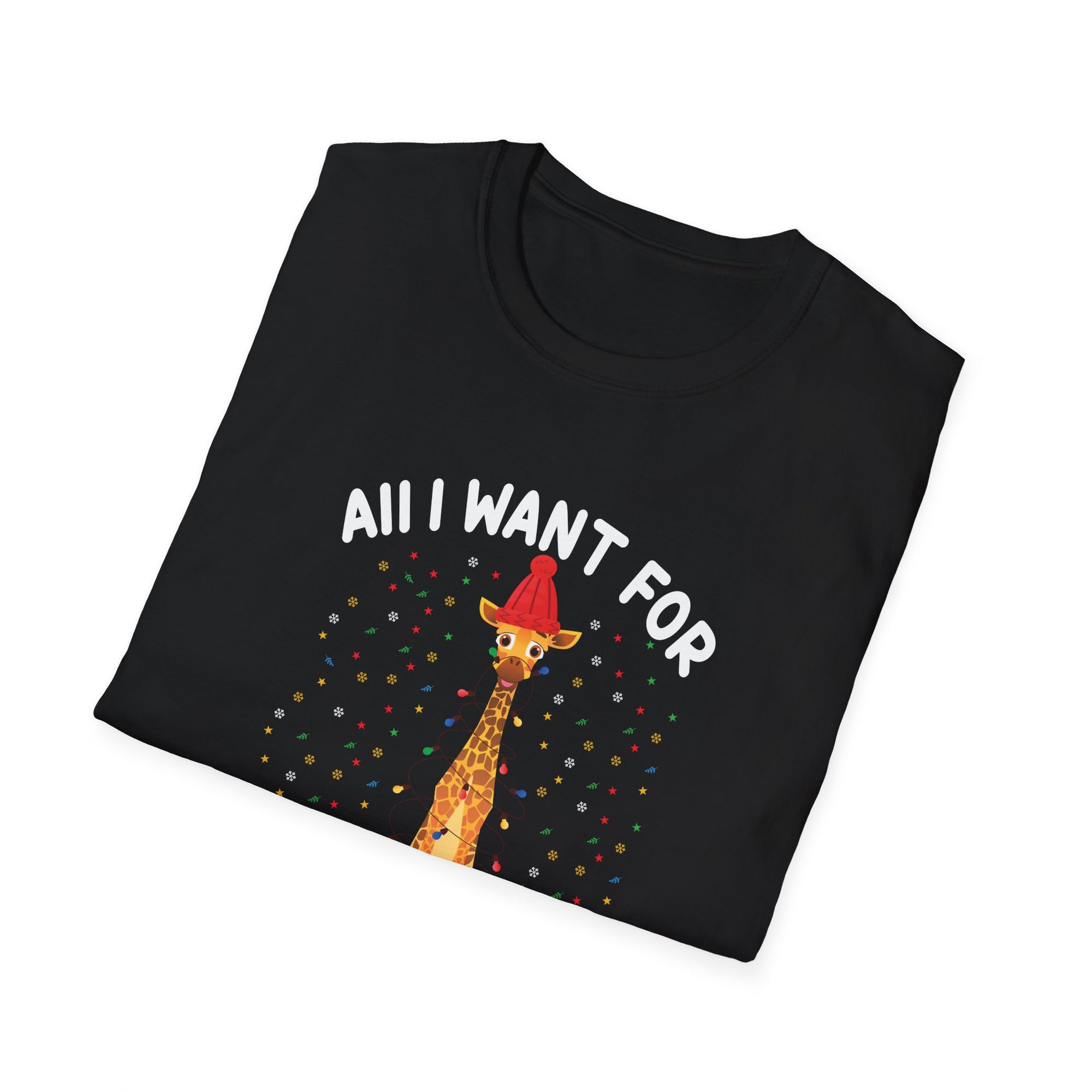 Unisex Christmas Giraffe T-Shirt, Holiday Gift, Cute Casual Tee, Animal Lover Apparel, Fun Xmas Shirt, Christmas Party Outfit