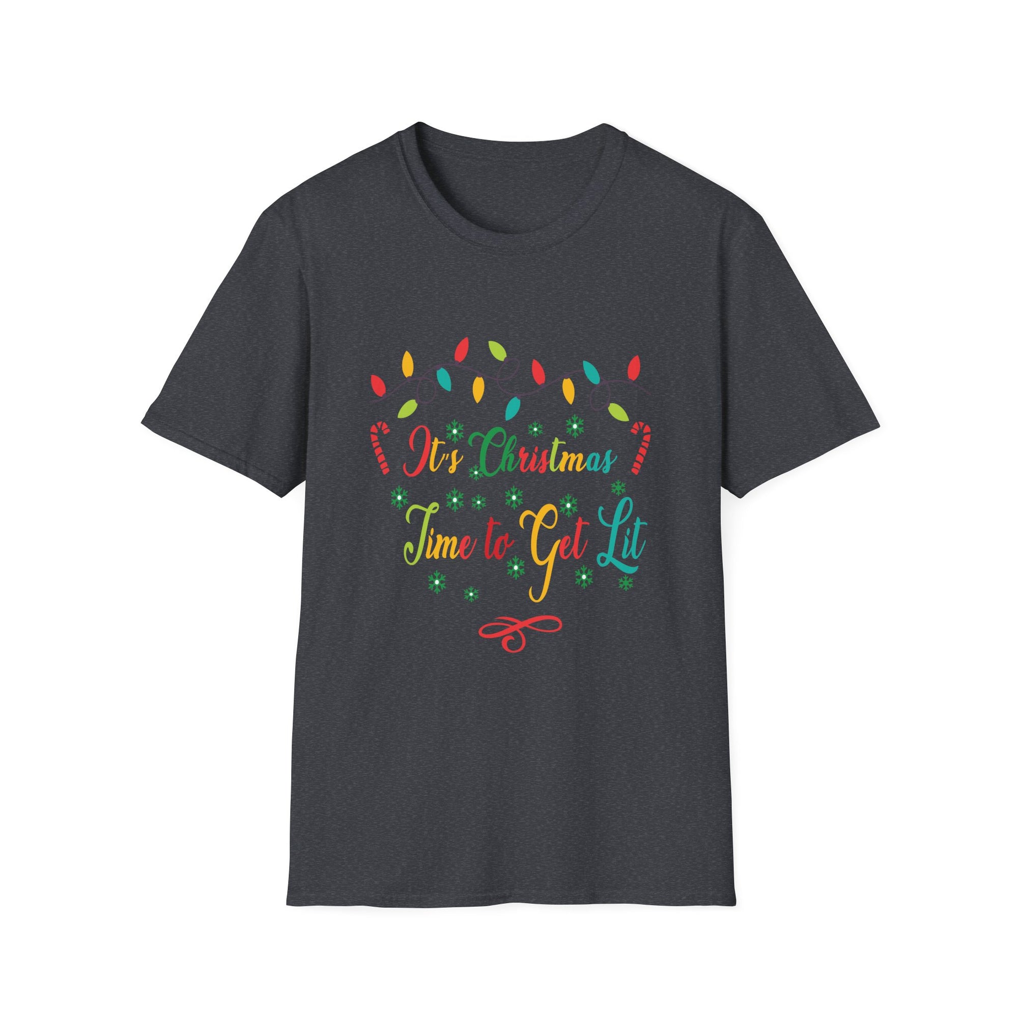 Christmas 'Time to Get Lit' Unisex Softstyle T-Shirt, Holiday Gift Tee, Festive Apparel, Christmas Party Shirt, Fun Holiday Wear