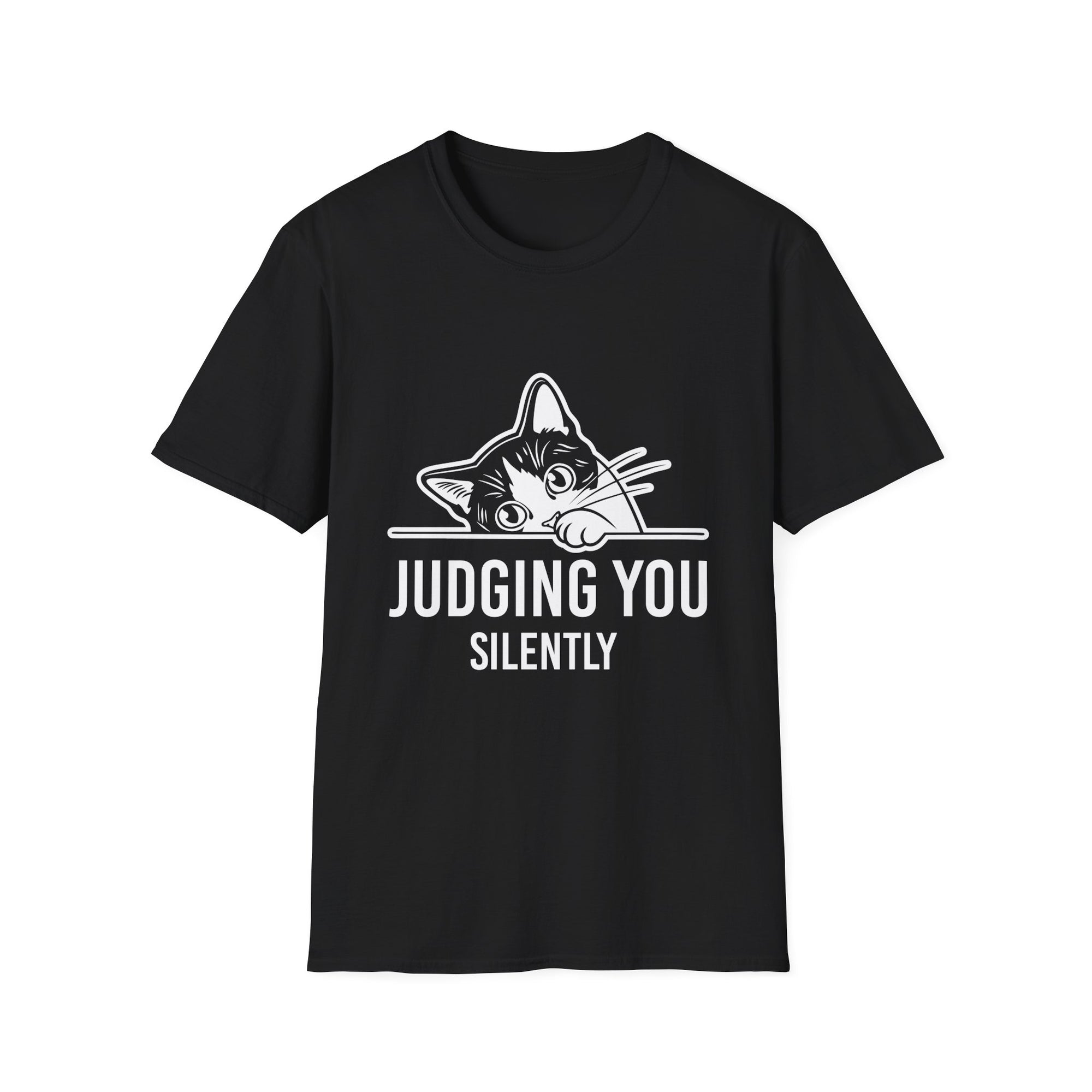 Funny Black Cat Judging You Silently Sarcastic Cat T-Shirt Unisex Softstyle T-Shirt