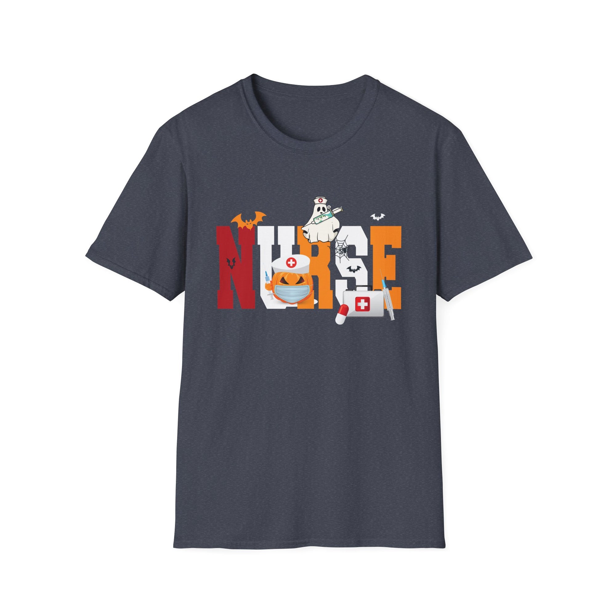 Halloween Nurse T-Shirt, Unisex Softstyle Tee, Spooky Shirt, Gift for Healthcare Workers, Fall Apparel, October Celebration