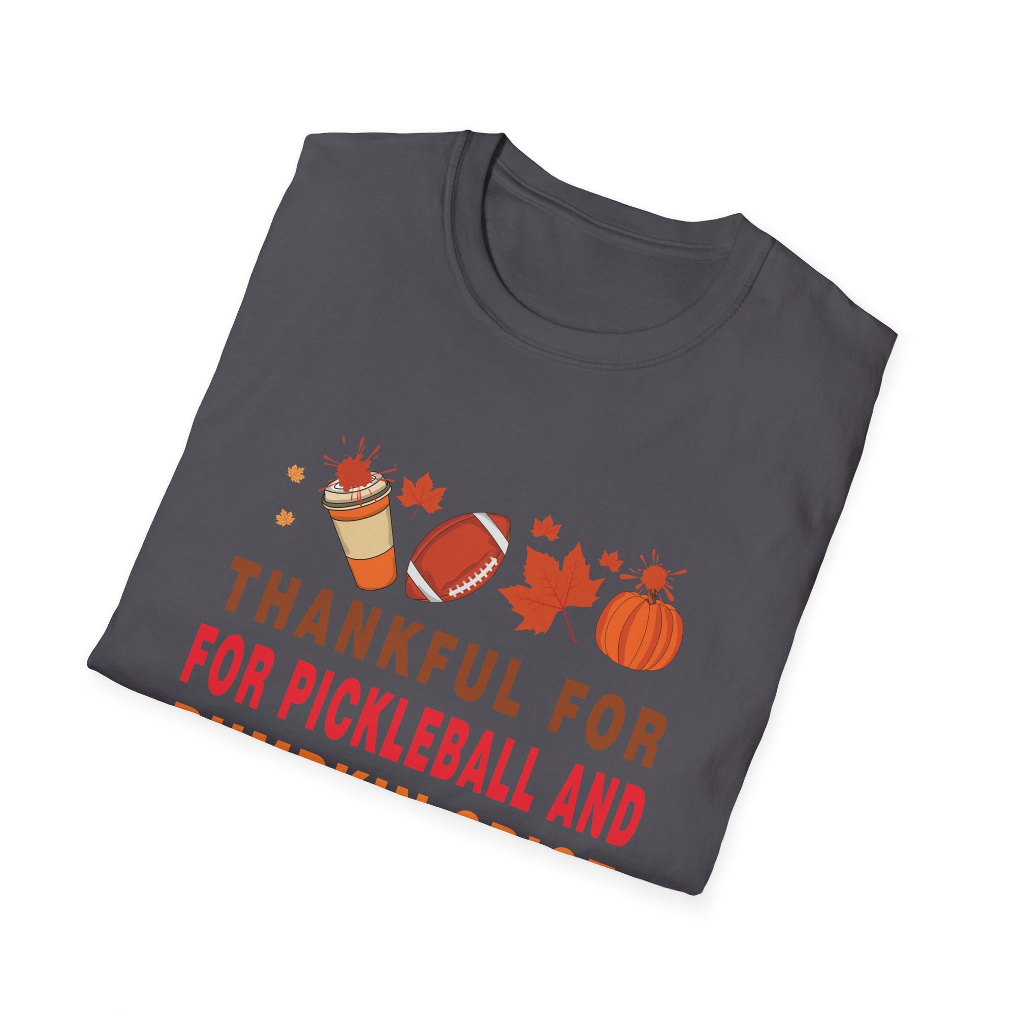 Thankful for Pickleball & Pumpkin Spice T-Shirt, Fall Fashion, Thanksgiving Tee, Unisex Autumn Shirt, Cozy Casual Wear