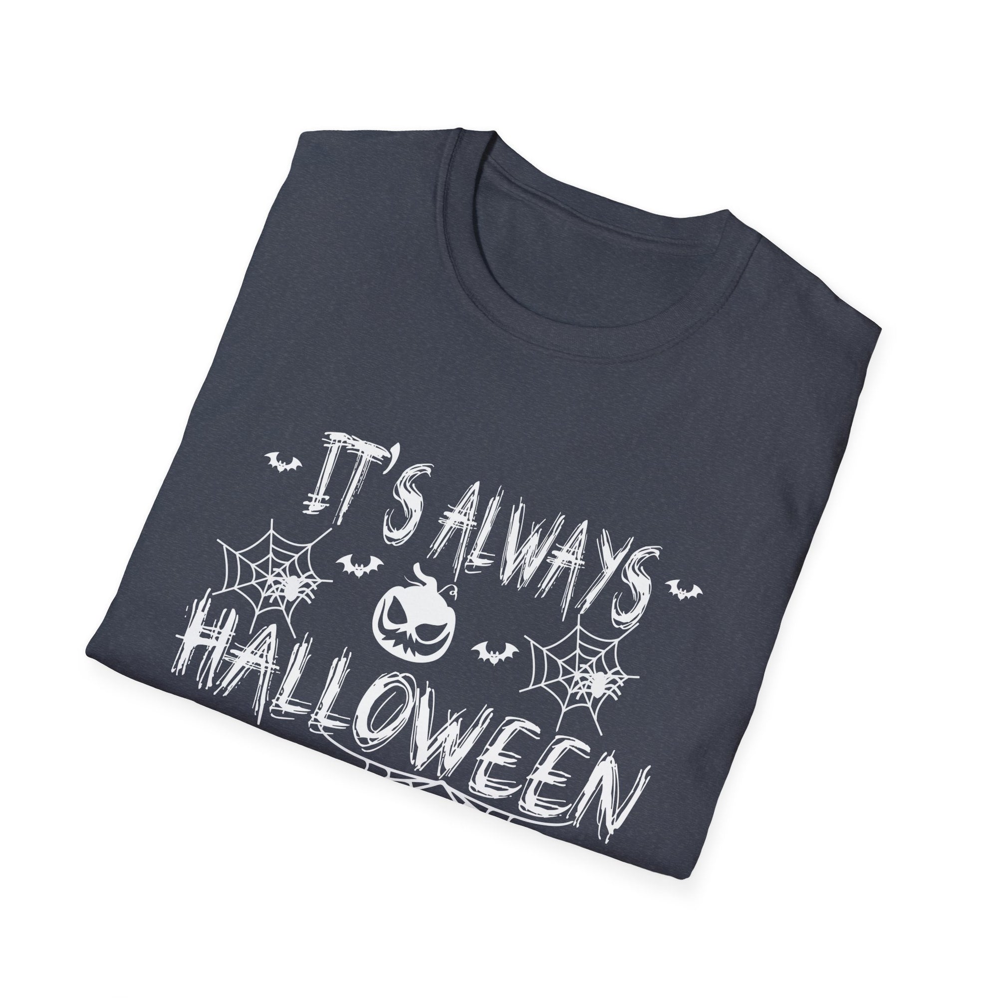 Halloween-Inspired Unisex Softstyle T-Shirt, Spooky Graphic Tee for Fall, Casual Wear, Funny Halloween Shirt, Gifts for Halloween Lovers