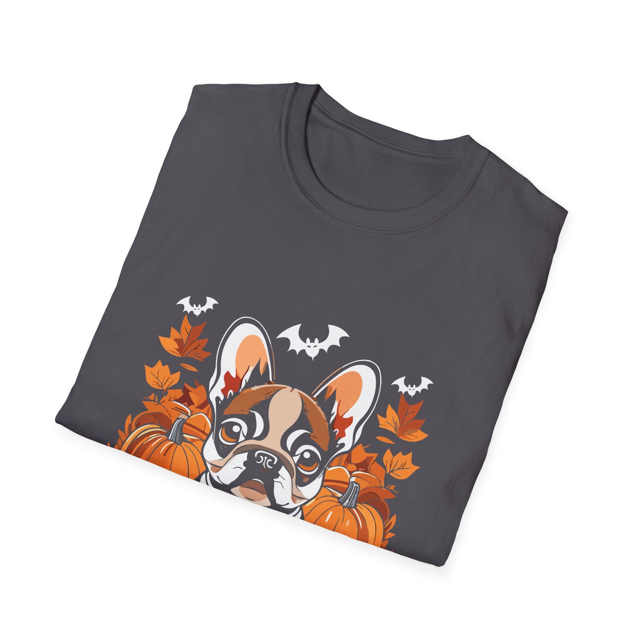 Adorable French Bulldog Halloween T-Shirt, Fall Shirt, Pet Lover Gift, Unisex Halloween Tee, Cozy Autumn Wear, Dog Mom Shirt