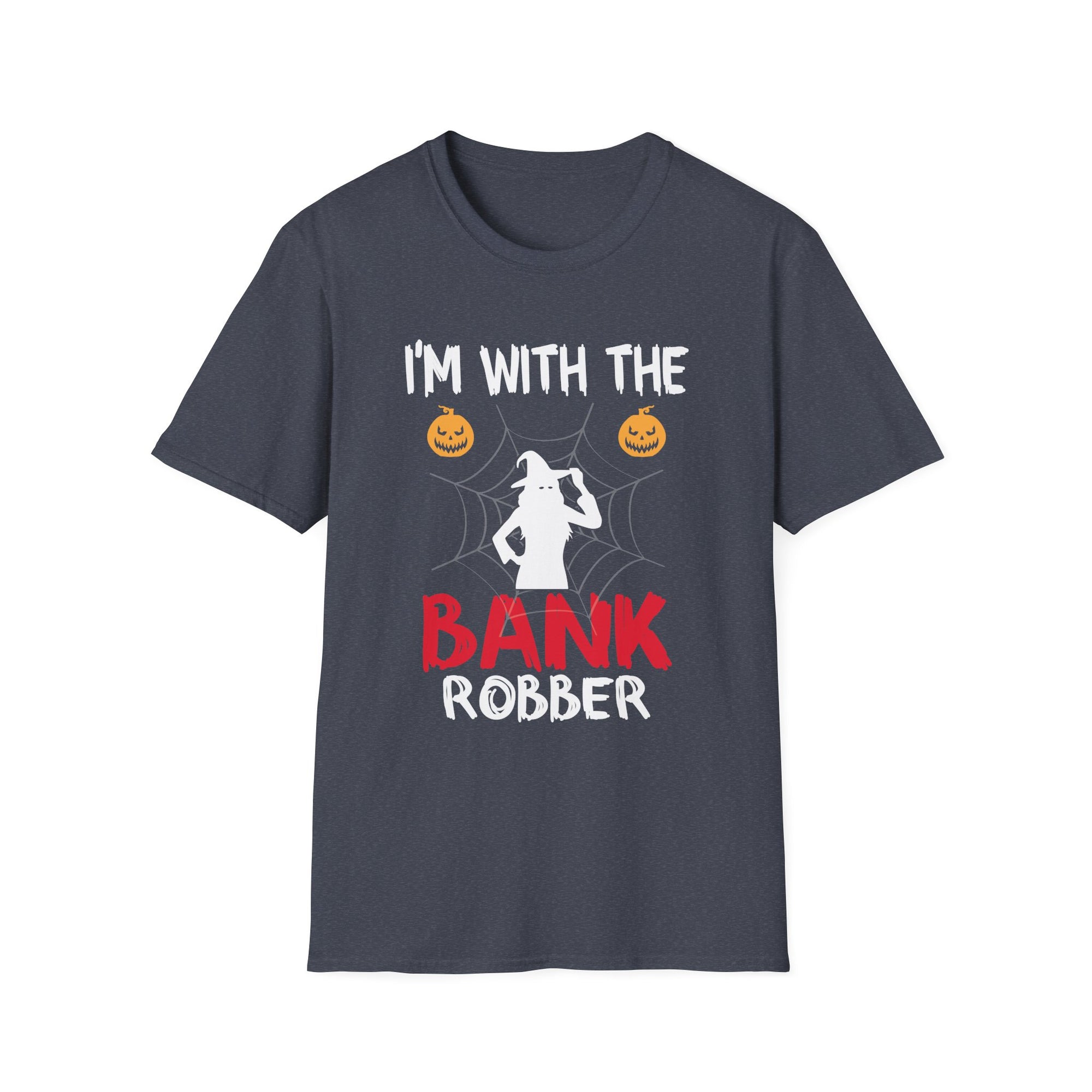 Halloween Bank Robber T-Shirt, Unisex Softstyle Tee, Spooky Season Apparel, Funny Costume Shirt, Perfect for Halloween Parties