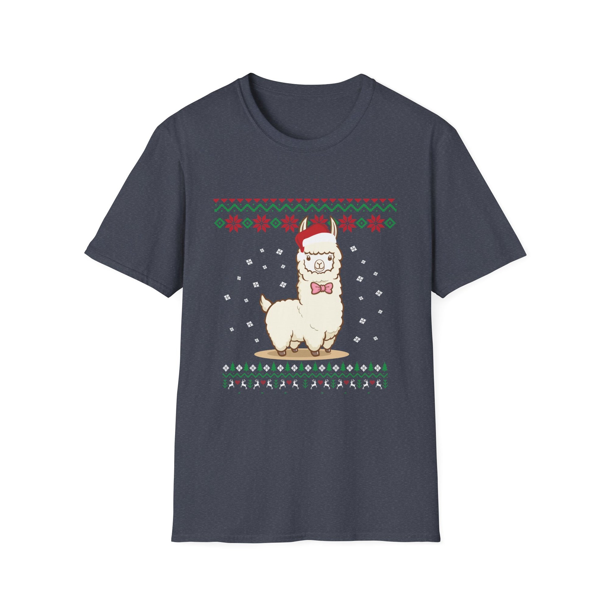 Festive Llama T-Shirt, Holiday Apparel, Christmas Gift, Unisex Softstyle Tee, Party Outfit, Animal Lover Shirt