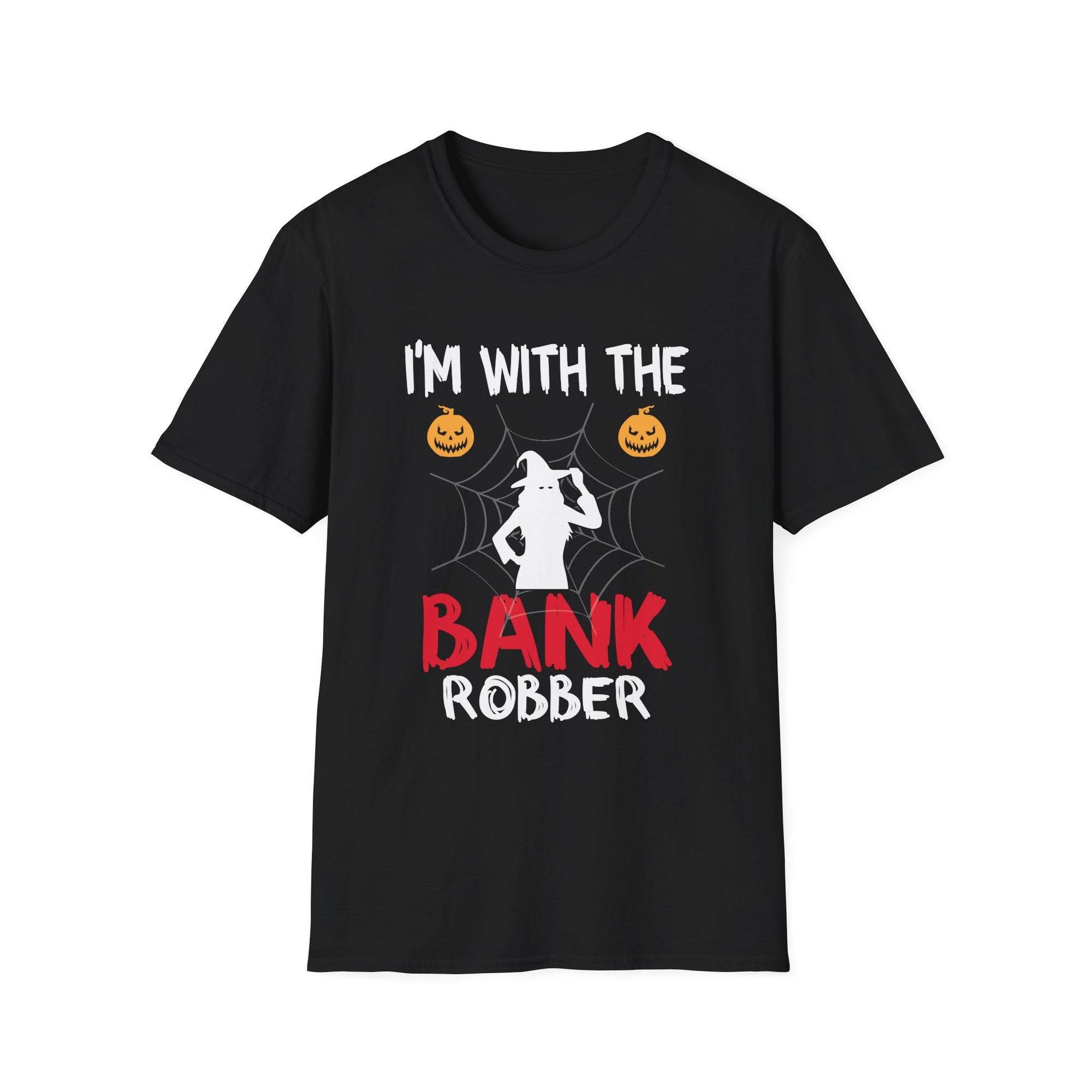 Halloween Bank Robber T-Shirt, Unisex Softstyle Tee, Spooky Season Apparel, Funny Costume Shirt, Perfect for Halloween Parties