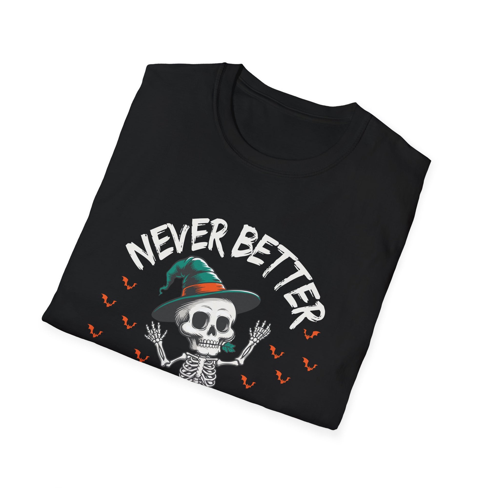 Halloween Skeleton T-Shirt, Unisex Softstyle Tee, Spooky Season Apparel, Funny Skeleton Shirt, Gifts for Halloween Lovers, Casual Wear