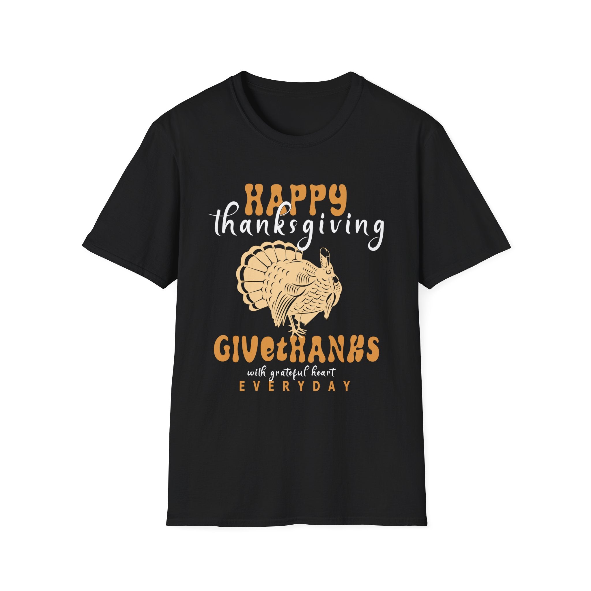 Thanksgiving T-Shirt, Unisex Softstyle Tee, Holiday Gift, Thanksgiving Decor, Give Thanks Apparel, Fall Celebration Shirt