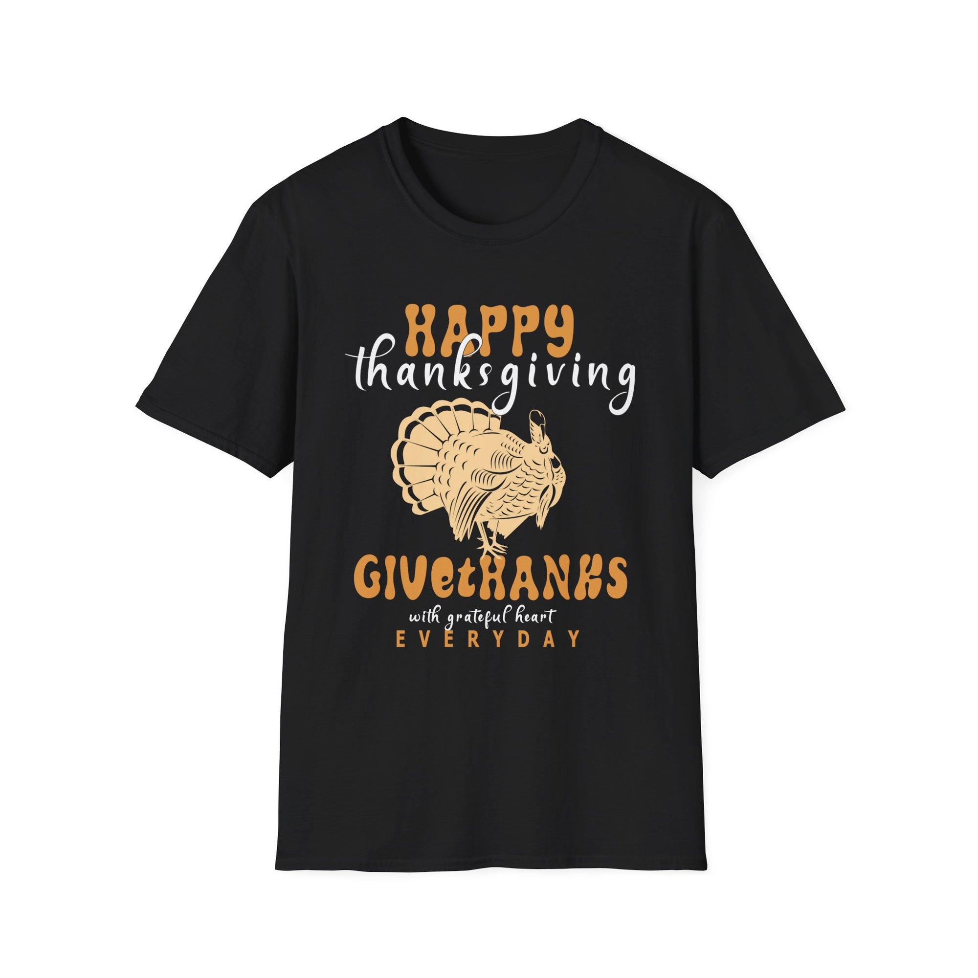 Thanksgiving T-Shirt, Unisex Softstyle Tee, Holiday Gift, Thanksgiving Decor, Give Thanks Apparel, Fall Celebration Shirt