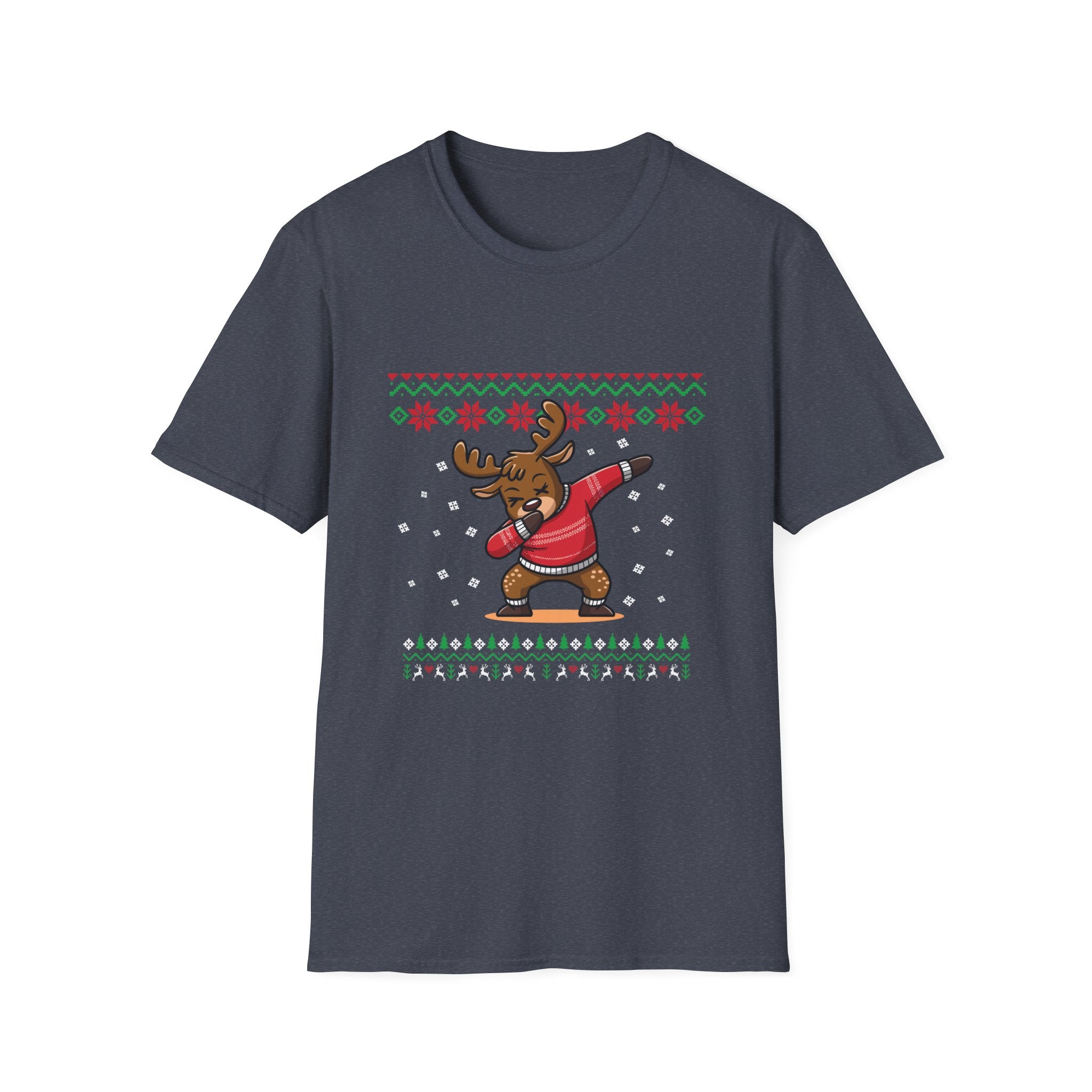 Festive Moose Graphic T-Shirt, Holiday Apparel, Unisex Christmas Shirt, Ugly Sweater Tee, Cute Winter Outfit