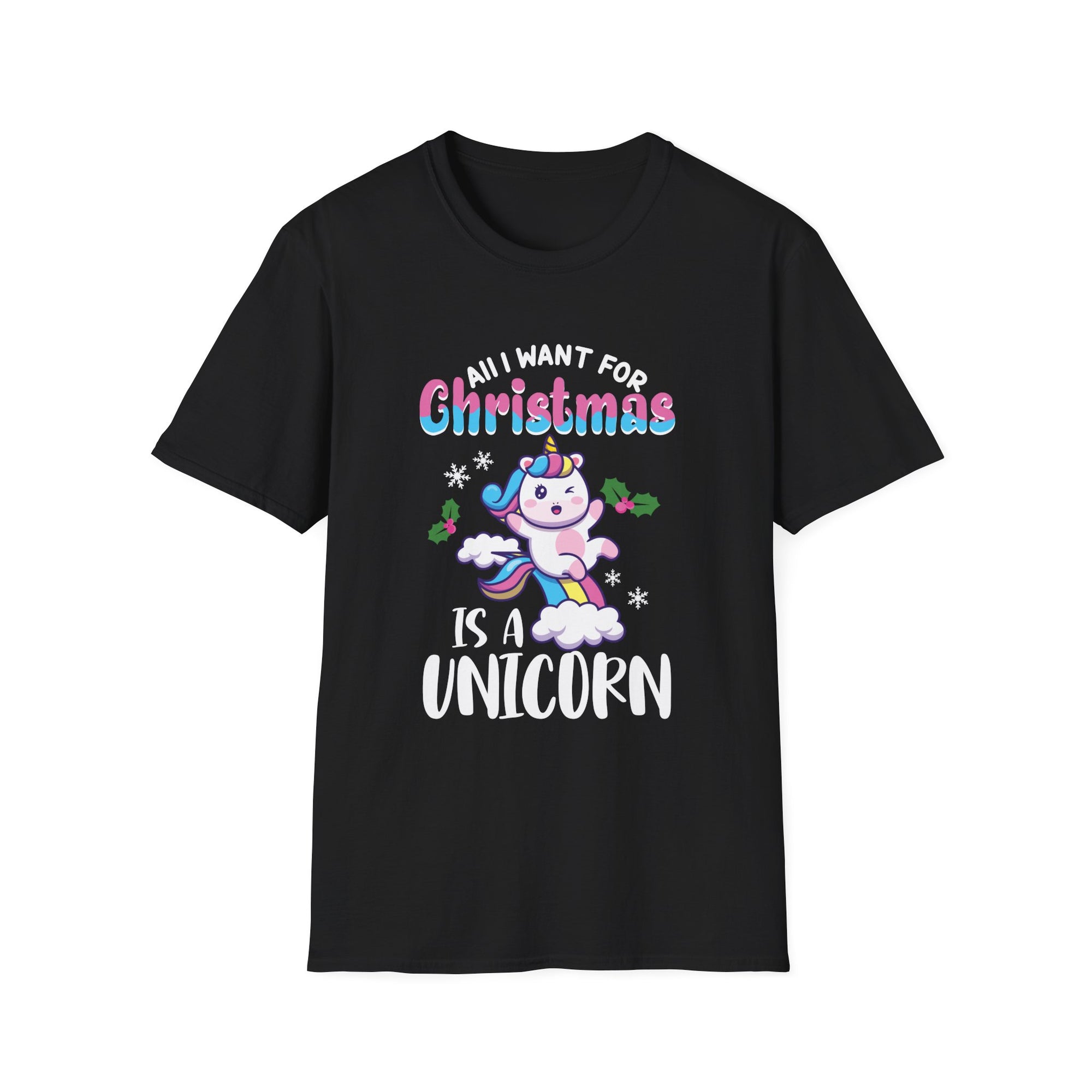 Unicorn Christmas T-Shirt, Cute Holiday Tee, Unicorn Lover Gift, Unisex Softstyle Tee, Christmas Apparel, Fun Gift Idea