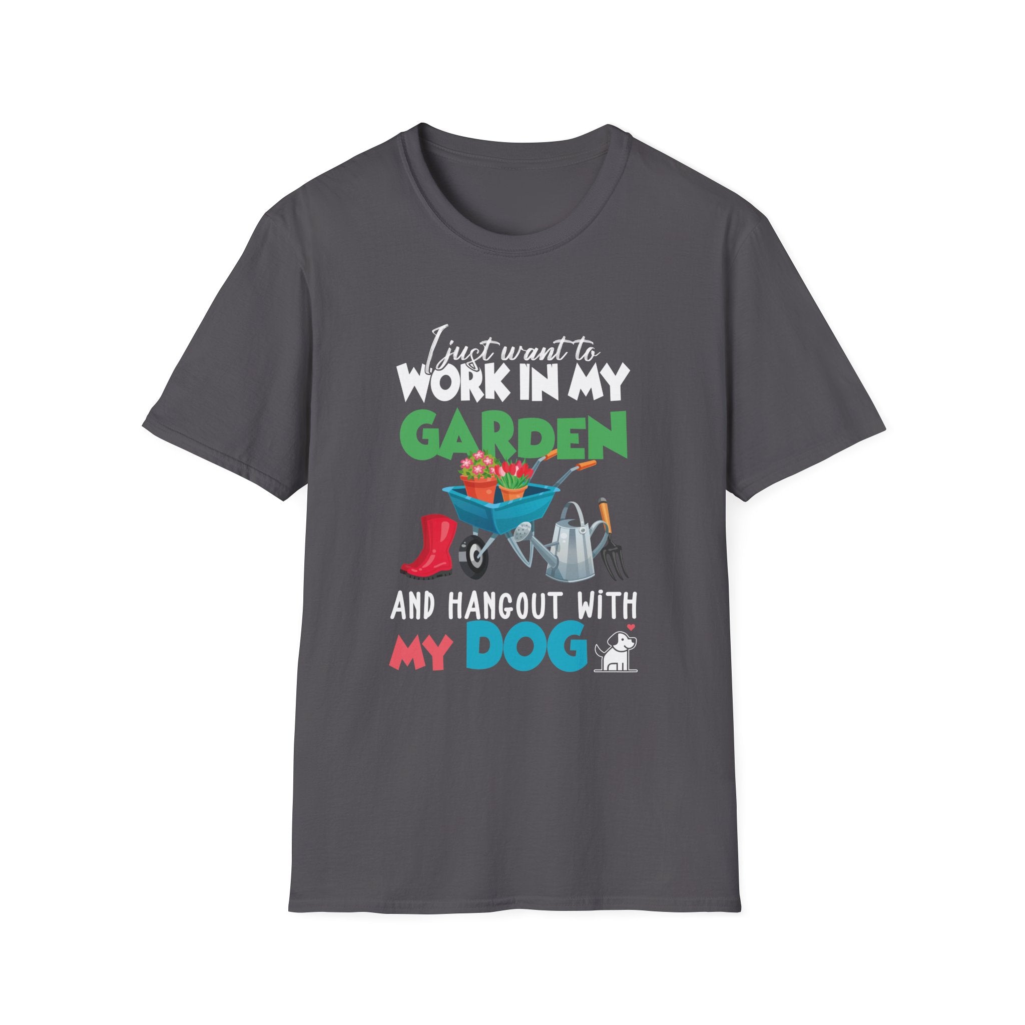 Garden Dog Lover T-Shirt, Unisex Gardening Tee, Pet Owner Gift, Hobbyist Apparel, Floral Graphic Tee, Outdoor Fun Clothing