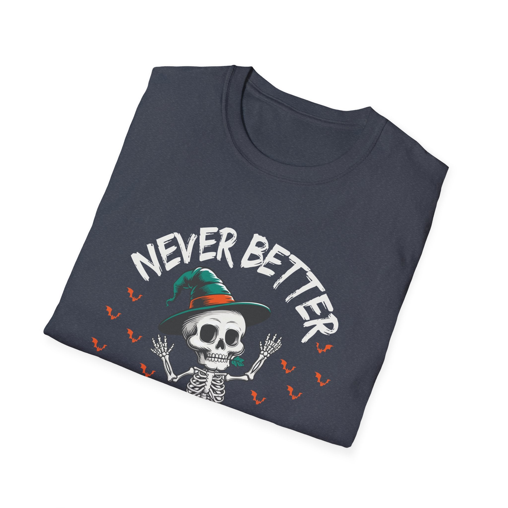 Halloween Skeleton T-Shirt, Unisex Softstyle Tee, Spooky Season Apparel, Funny Skeleton Shirt, Gifts for Halloween Lovers, Casual Wear