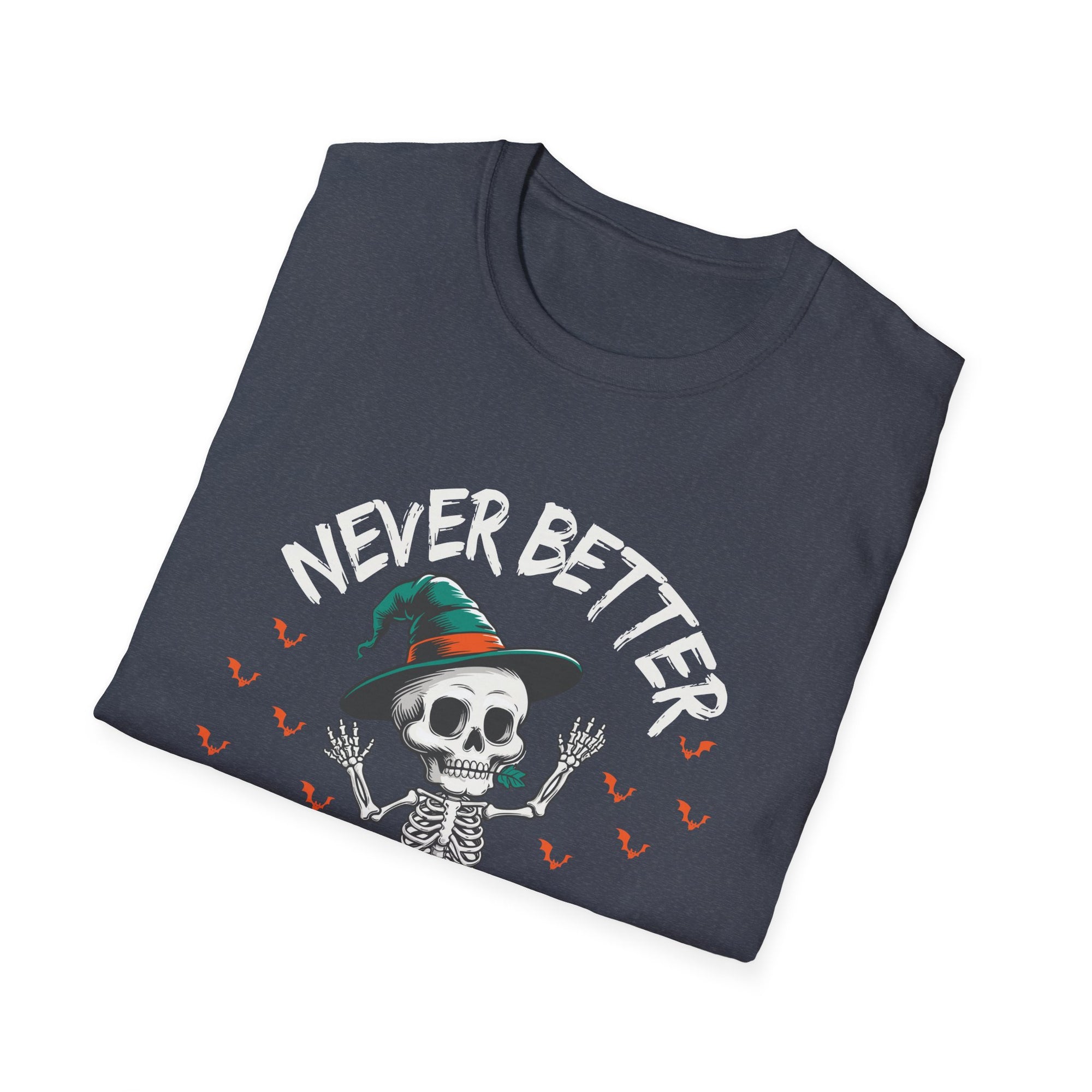 Halloween Skeleton T-Shirt, Unisex Softstyle Tee, Spooky Season Apparel, Funny Skeleton Shirt, Gifts for Halloween Lovers, Casual Wear