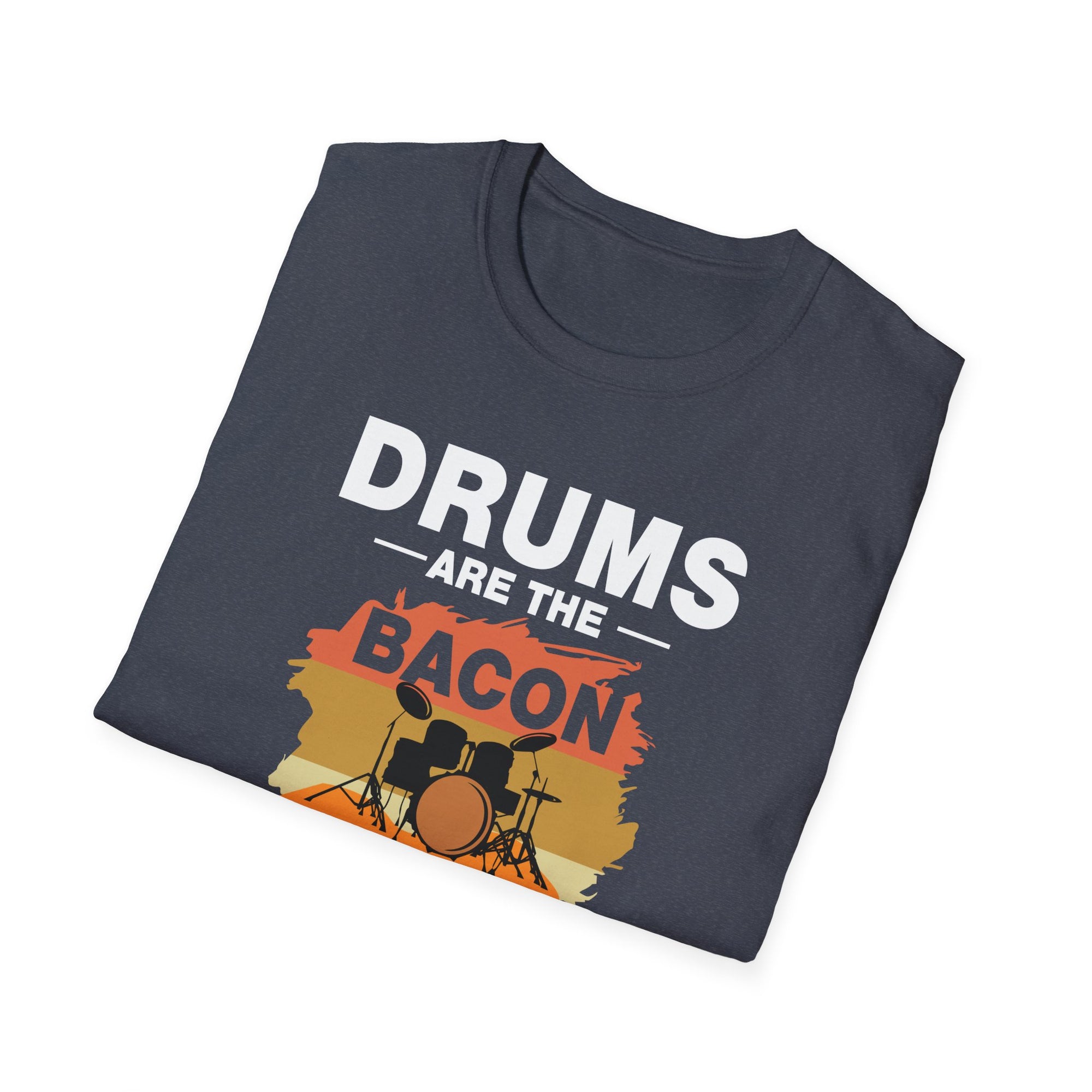 Drum Lover's Bacon T-Shirt, Music Enthusiast Gift, Funny Drummer Tee, Musical Apparel, Unique Band Shirt, Ideal for Musicians