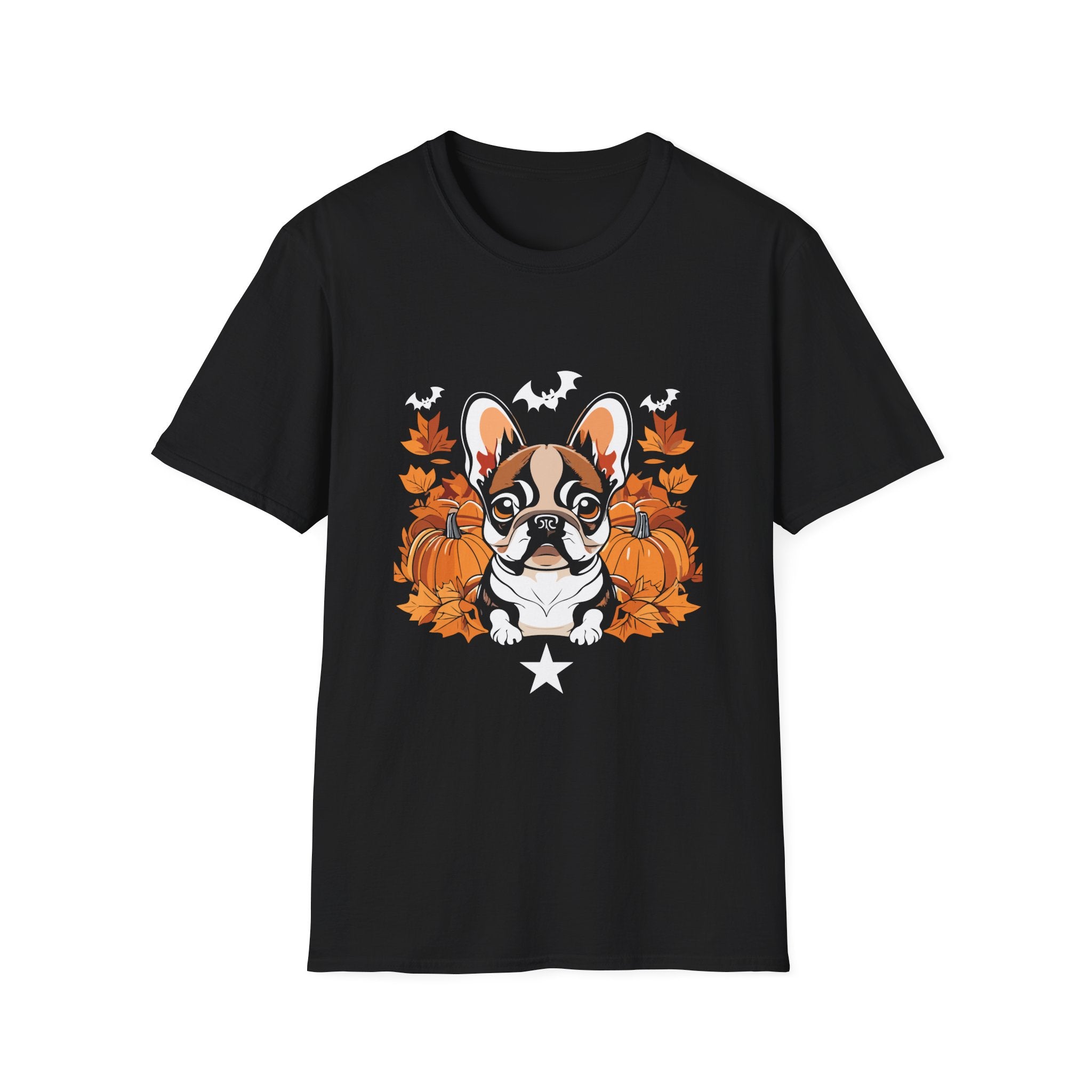 Adorable French Bulldog Halloween T-Shirt, Fall Shirt, Pet Lover Gift, Unisex Halloween Tee, Cozy Autumn Wear, Dog Mom Shirt