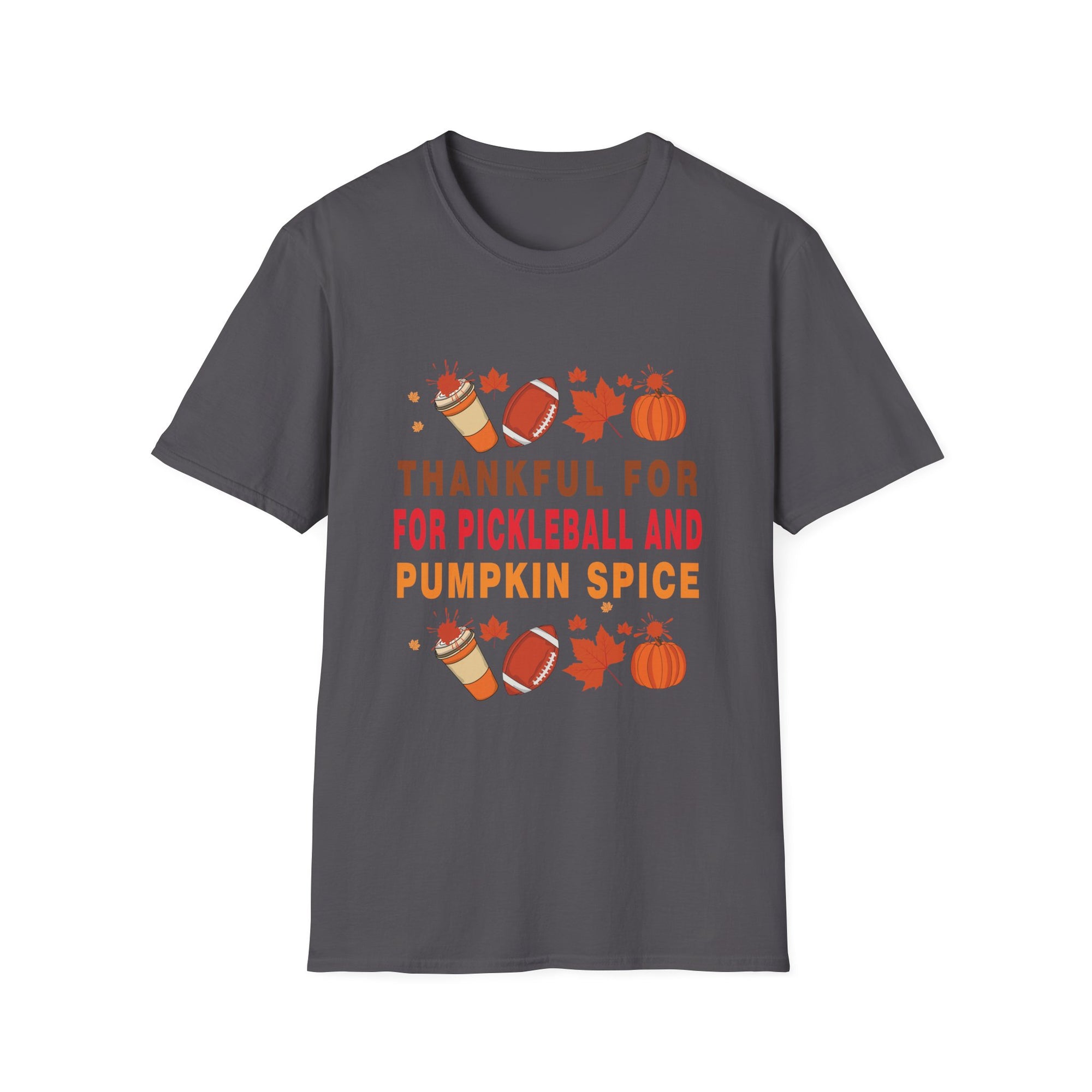 Thankful for Pickleball & Pumpkin Spice T-Shirt, Fall Fashion, Thanksgiving Tee, Unisex Autumn Shirt, Cozy Casual Wear