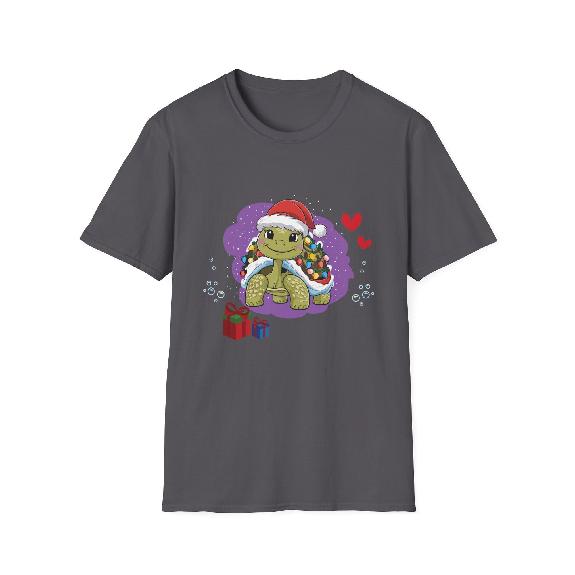 Christmas Turtle T-Shirt, Fun Holiday Tee, Unisex Softstyle Shirt, Gift for Ocean Lovers, Cute Festive Apparel