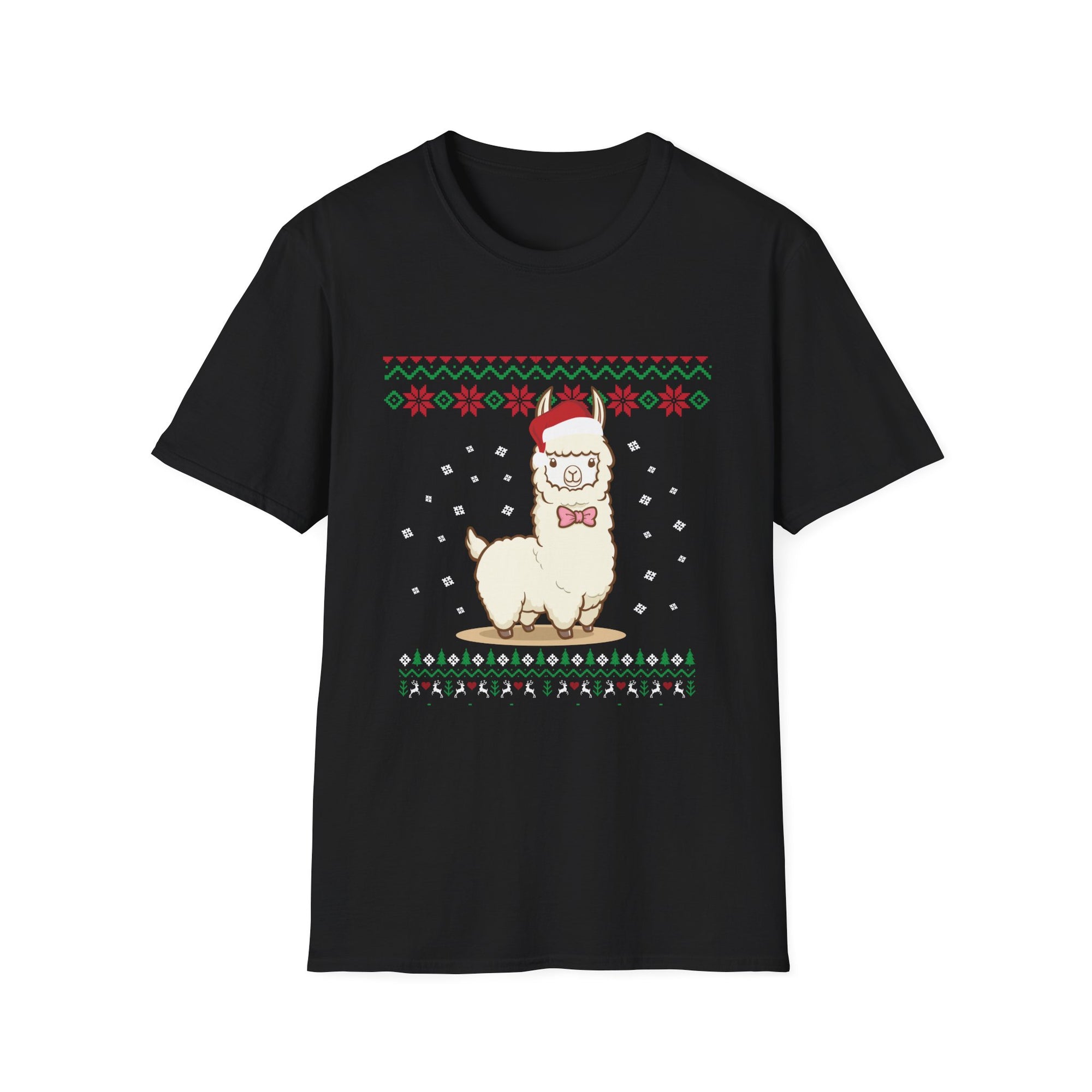 Festive Llama T-Shirt, Holiday Apparel, Christmas Gift, Unisex Softstyle Tee, Party Outfit, Animal Lover Shirt