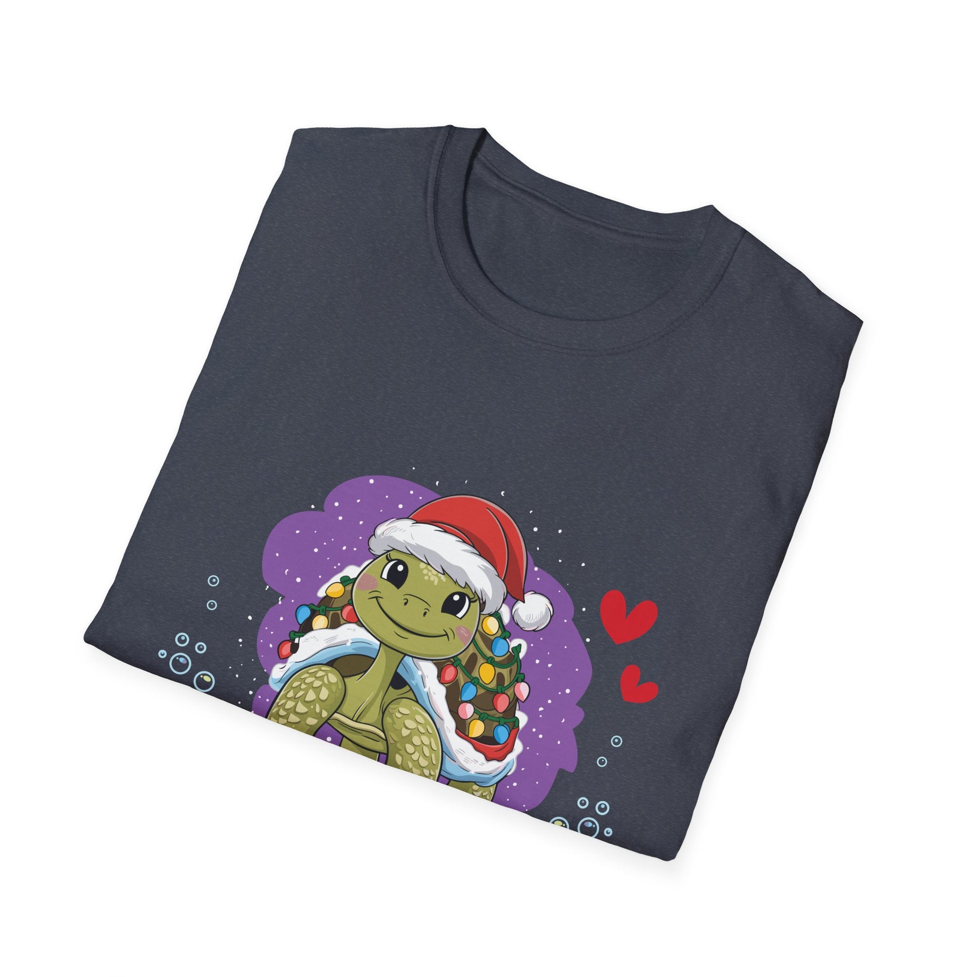 Christmas Turtle T-Shirt, Fun Holiday Tee, Unisex Softstyle Shirt, Gift for Ocean Lovers, Cute Festive Apparel