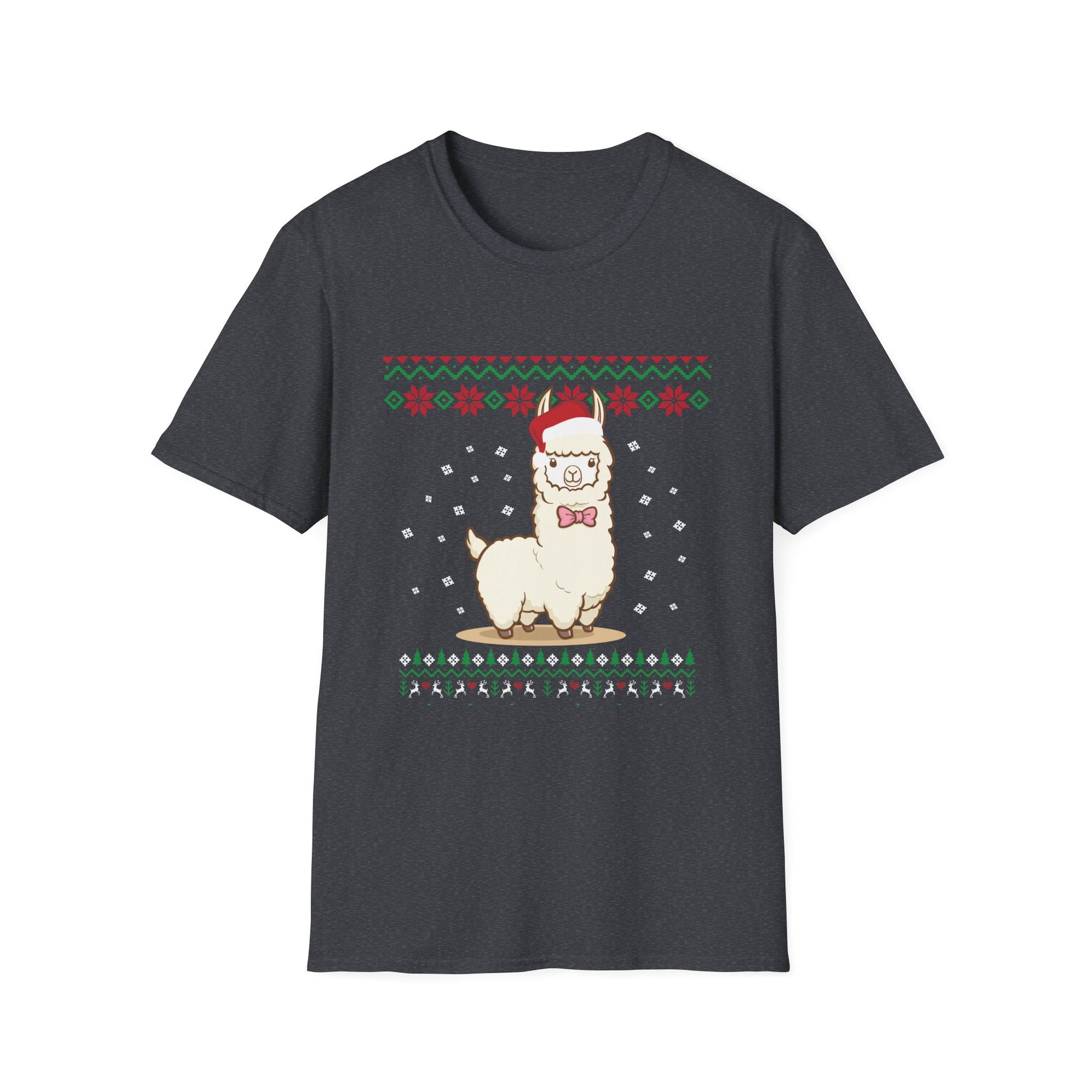 Festive Llama T-Shirt, Holiday Apparel, Christmas Gift, Unisex Softstyle Tee, Party Outfit, Animal Lover Shirt