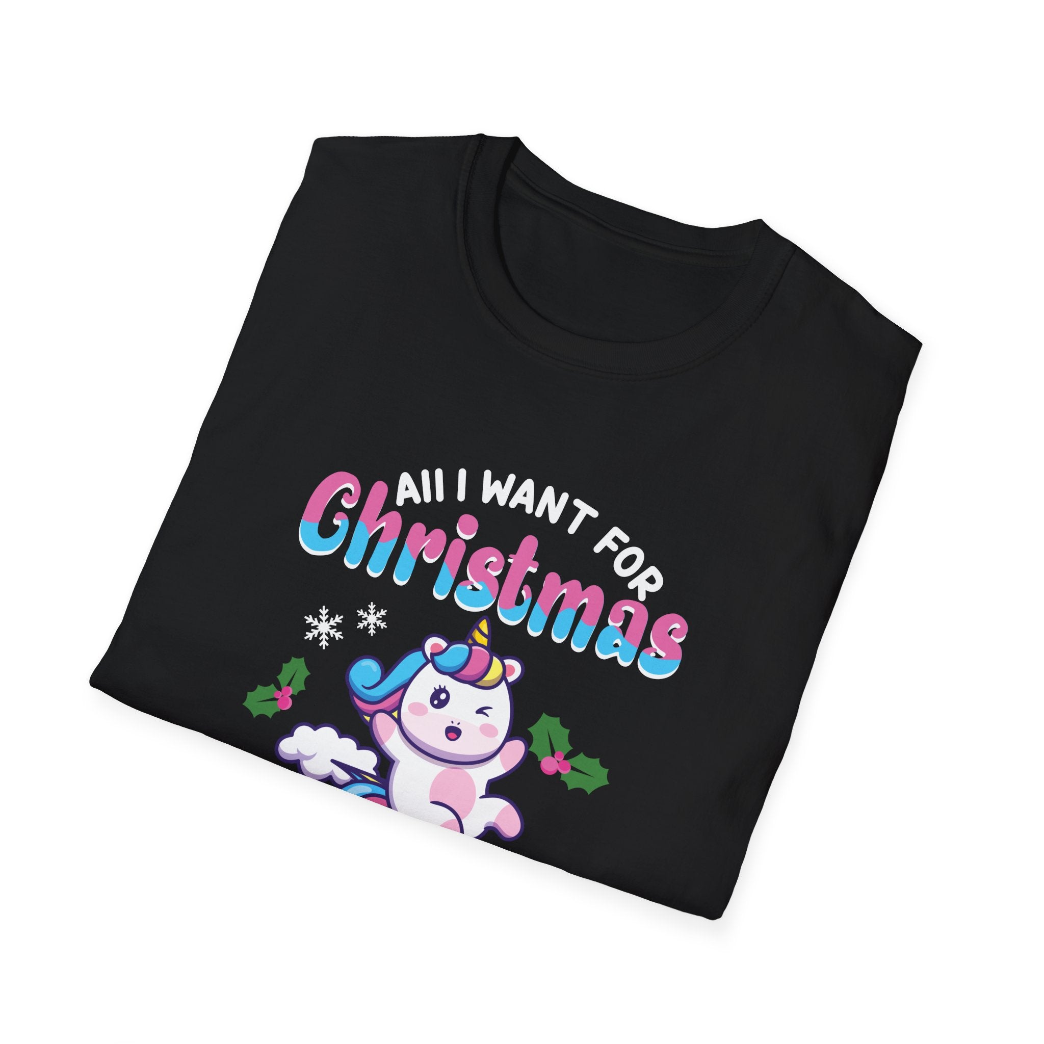 Unicorn Christmas T-Shirt, Cute Holiday Tee, Unicorn Lover Gift, Unisex Softstyle Tee, Christmas Apparel, Fun Gift Idea