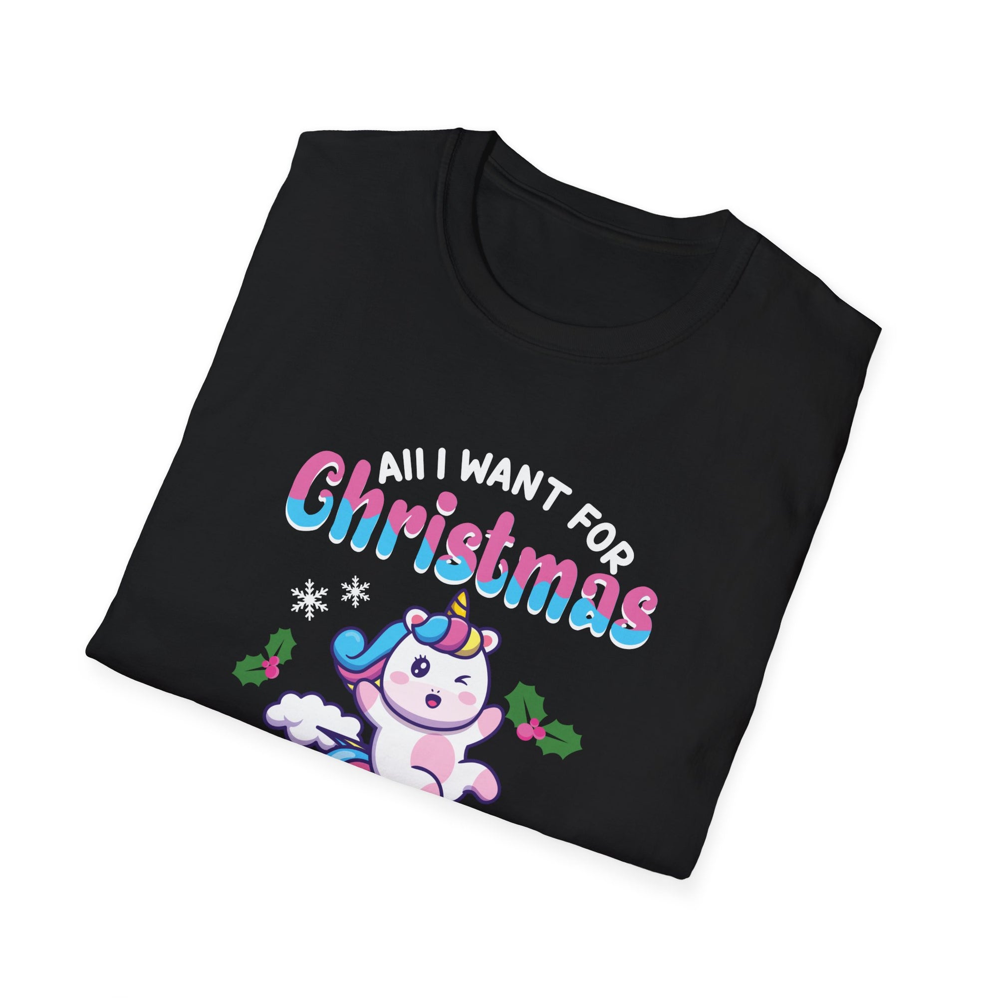 Unicorn Christmas T-Shirt, Cute Holiday Tee, Unicorn Lover Gift, Unisex Softstyle Tee, Christmas Apparel, Fun Gift Idea