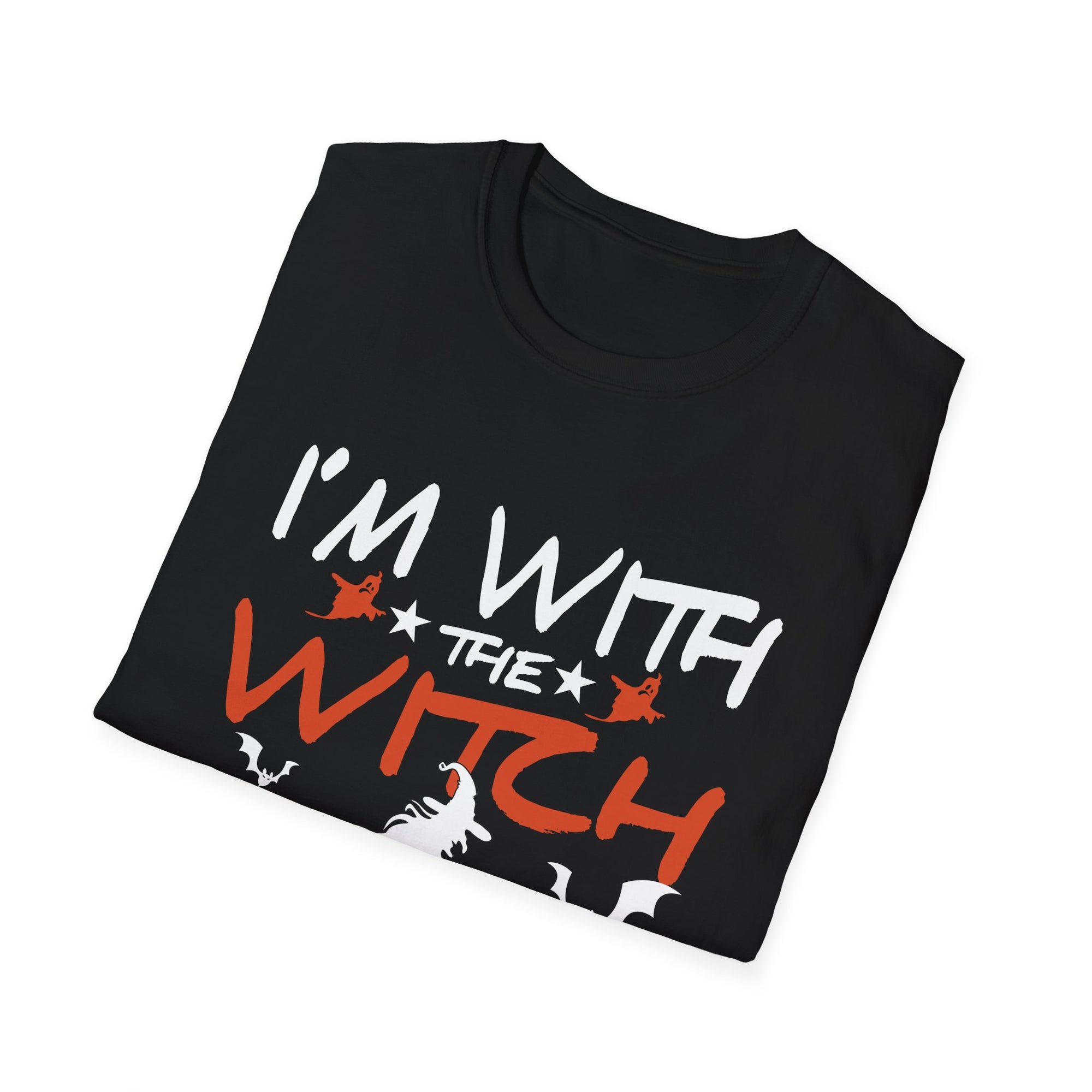 Witch-Themed Unisex T-Shirt - Halloween Fun, I'm With the Witch Tee, Spooky Apparel, Witch Costume, Gothic Style