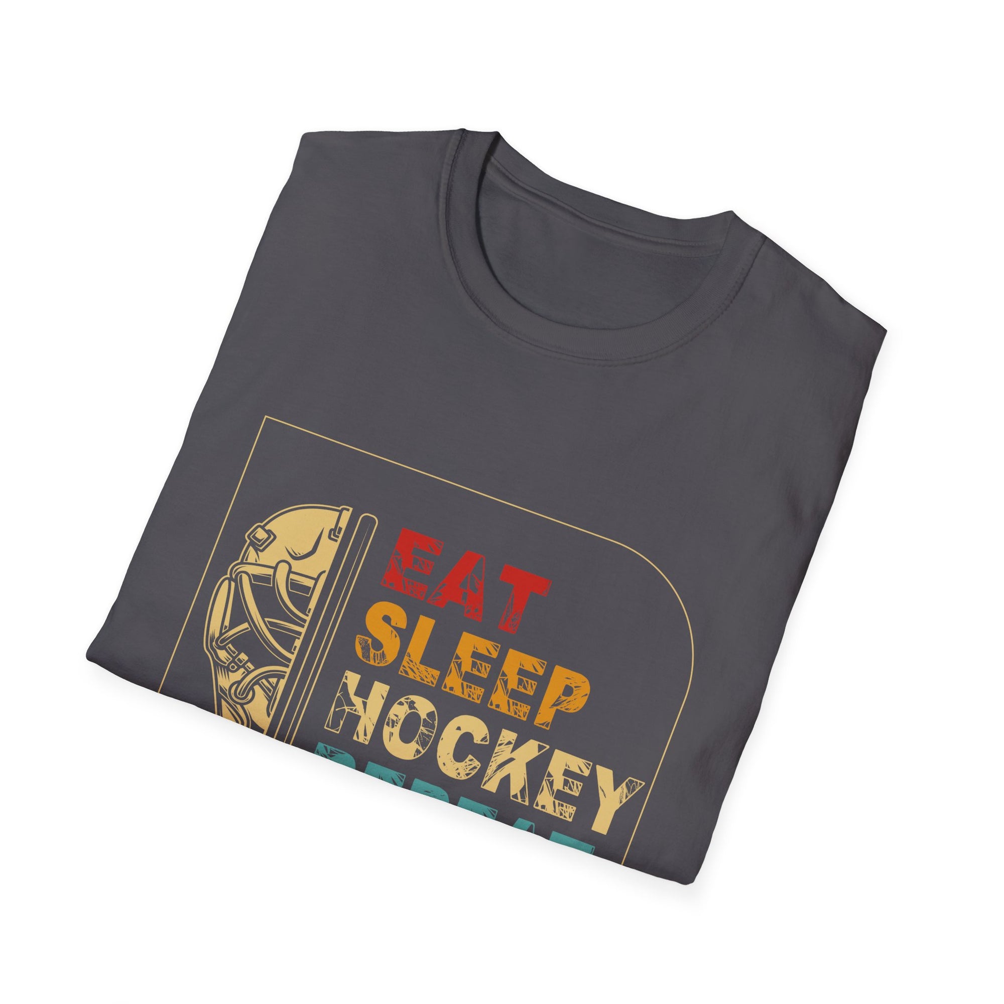 Eat Sleep Hockey Repeat Unisex Softstyle T-Shirt, Hockey Apparel, Sports Fan Shirt, Gift for Hockey Lover, Casual Wear