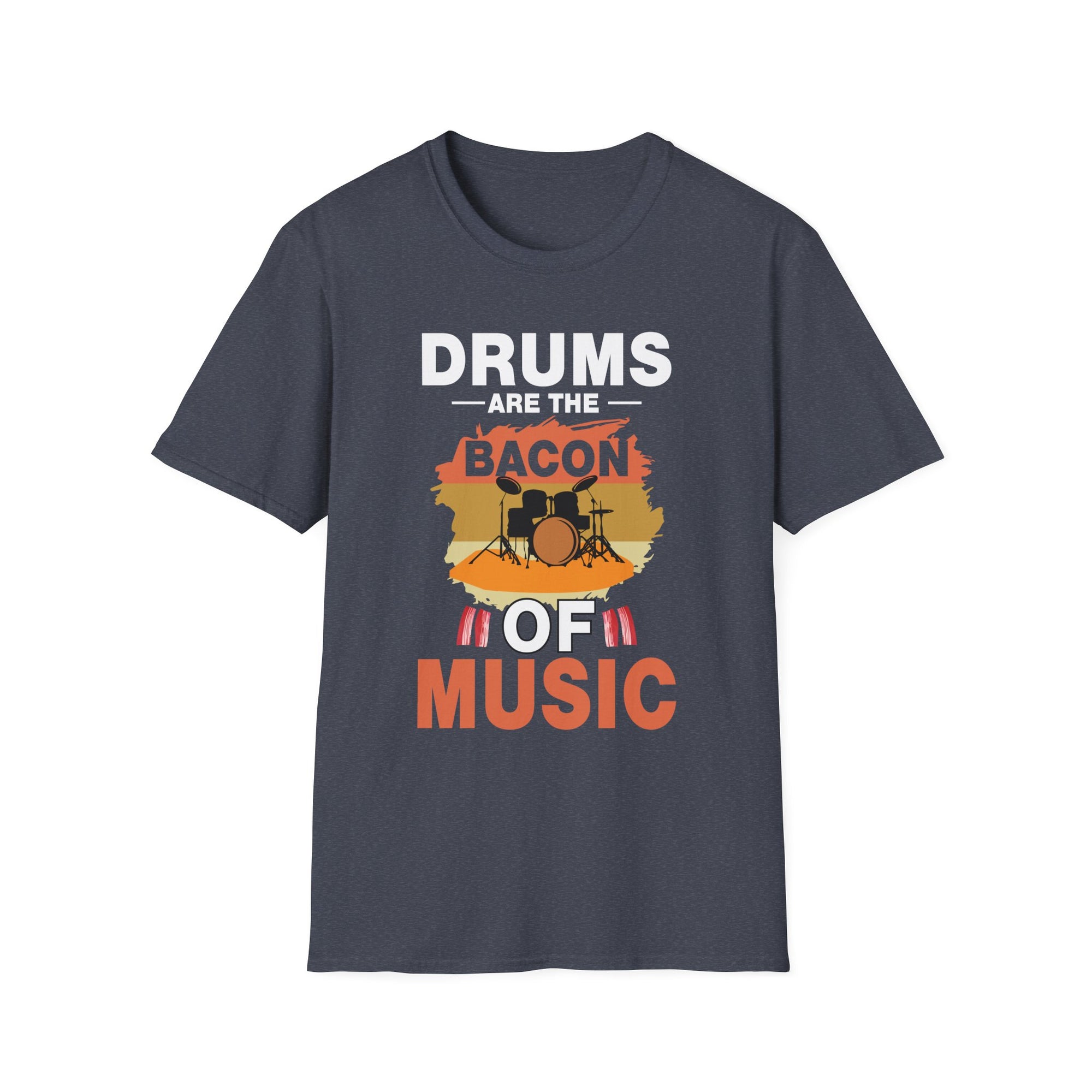 Drum Lover's Bacon T-Shirt, Music Enthusiast Gift, Funny Drummer Tee, Musical Apparel, Unique Band Shirt, Ideal for Musicians