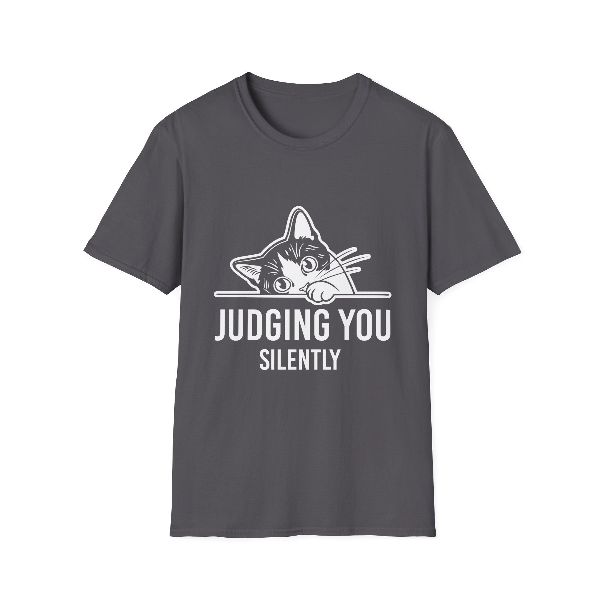 Funny Black Cat Judging You Silently Sarcastic Cat T-Shirt Unisex Softstyle T-Shirt