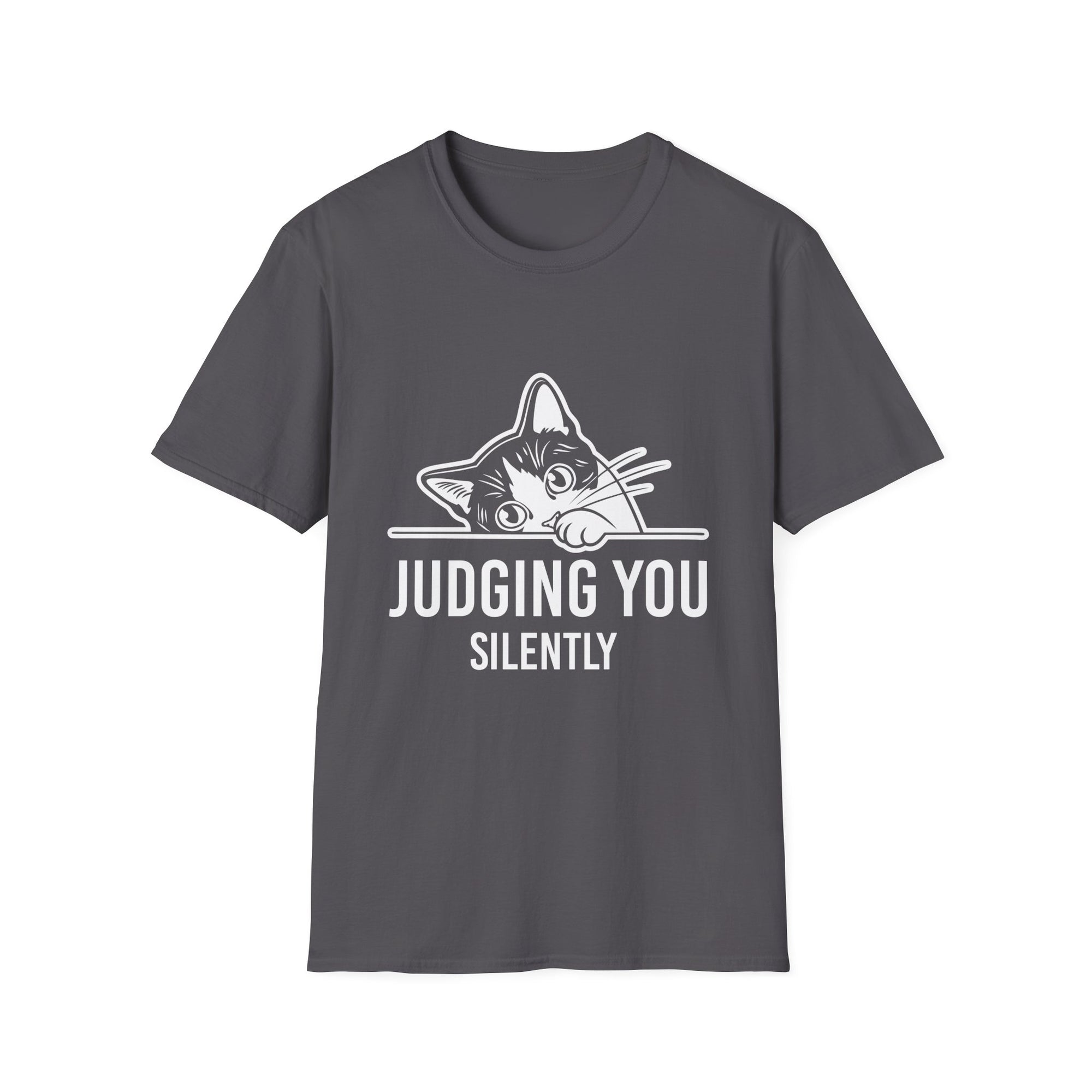 Funny Black Cat Judging You Silently Sarcastic Cat T-Shirt Unisex Softstyle T-Shirt