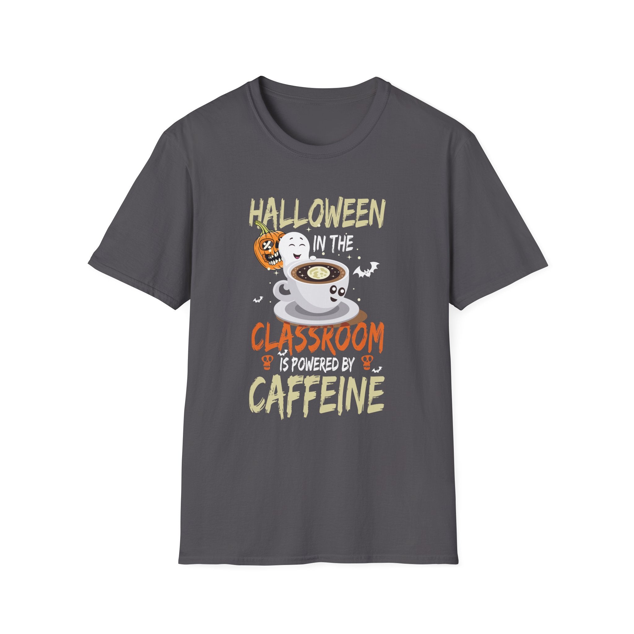 Halloween Classroom Caffeine T-Shirt, Cute Teacher Tee, Funny Halloween Gift, Unisex Softstyle Shirt, Coffee Lover Apparel