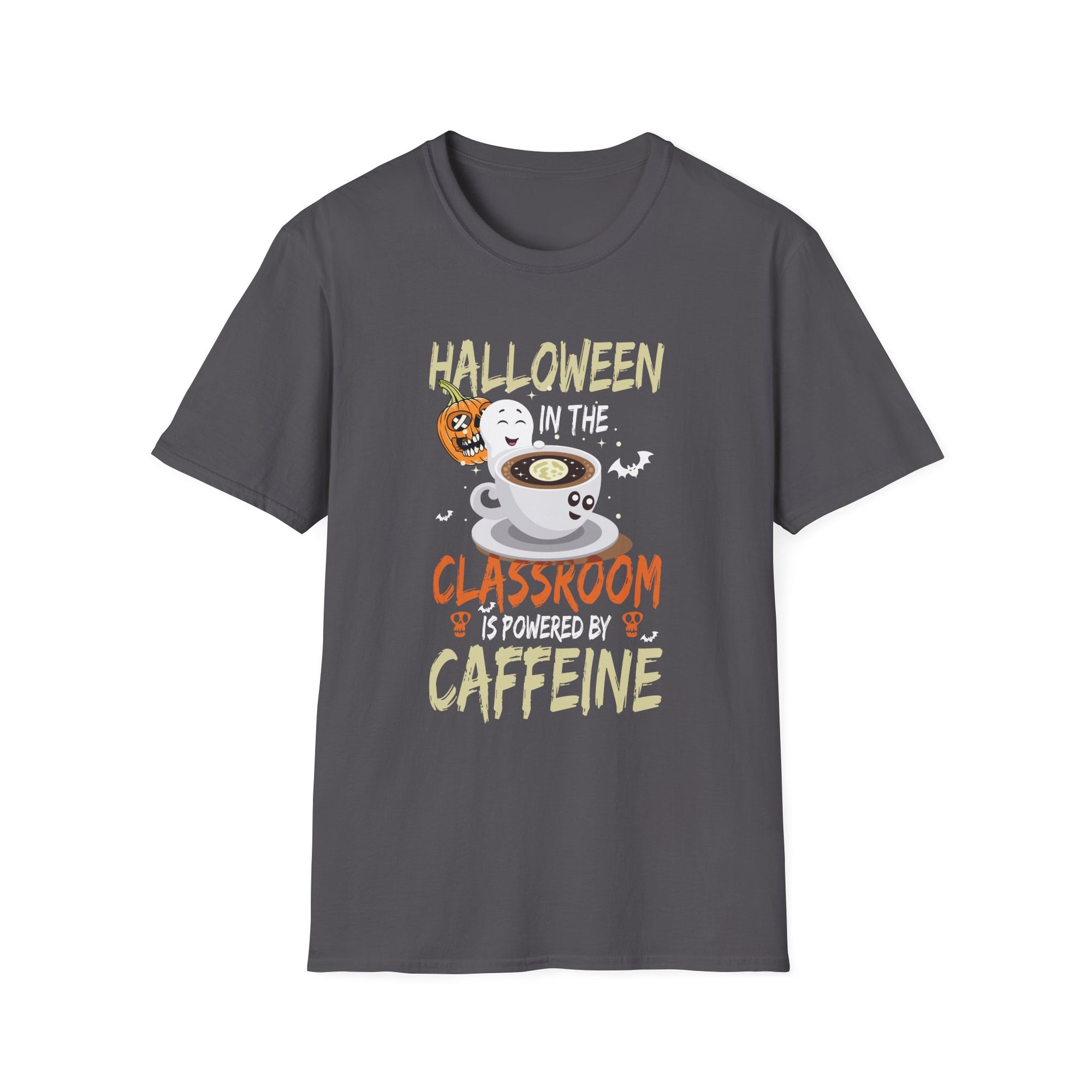 Halloween Classroom Caffeine T-Shirt, Cute Teacher Tee, Funny Halloween Gift, Unisex Softstyle Shirt, Coffee Lover Apparel
