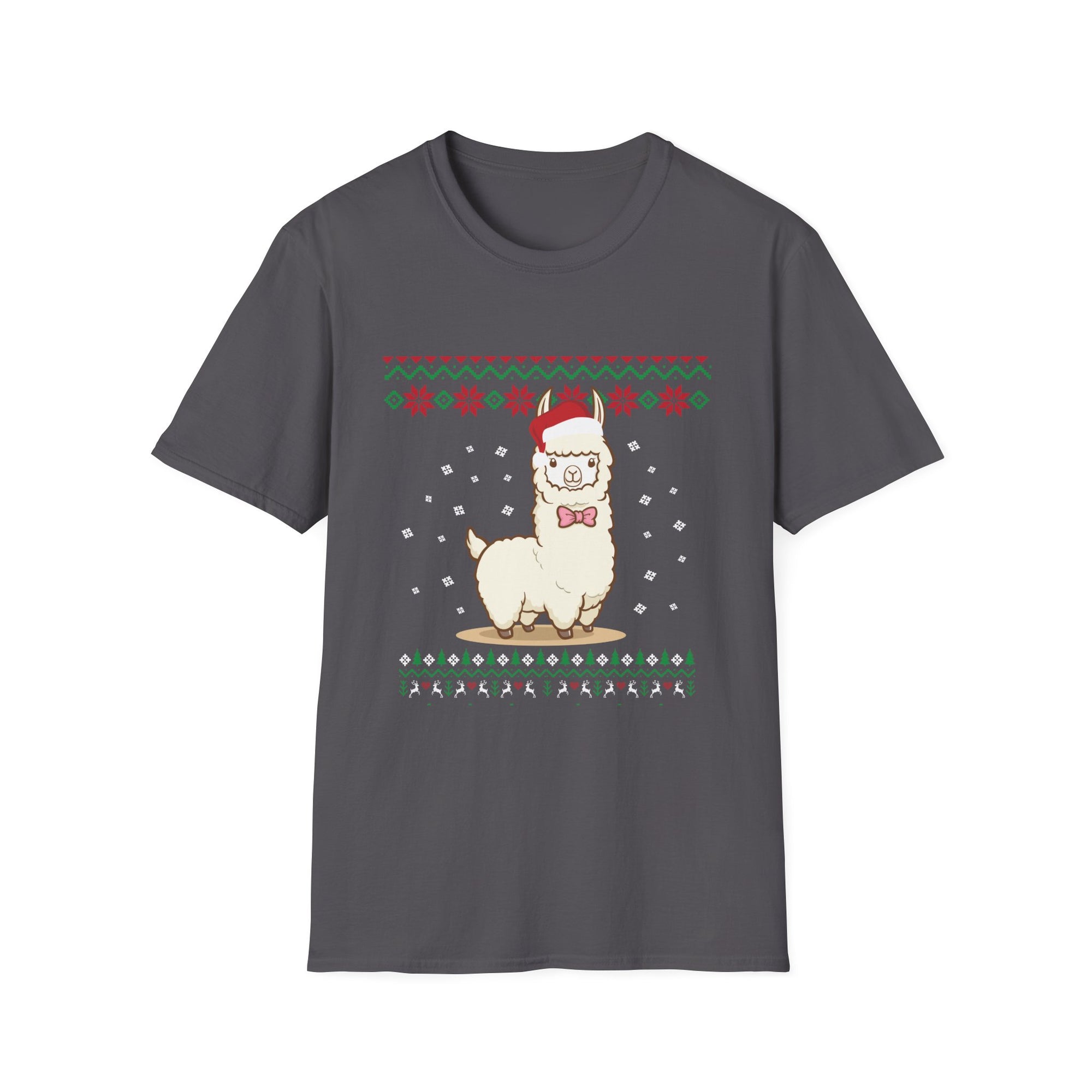 Festive Llama T-Shirt, Holiday Apparel, Christmas Gift, Unisex Softstyle Tee, Party Outfit, Animal Lover Shirt