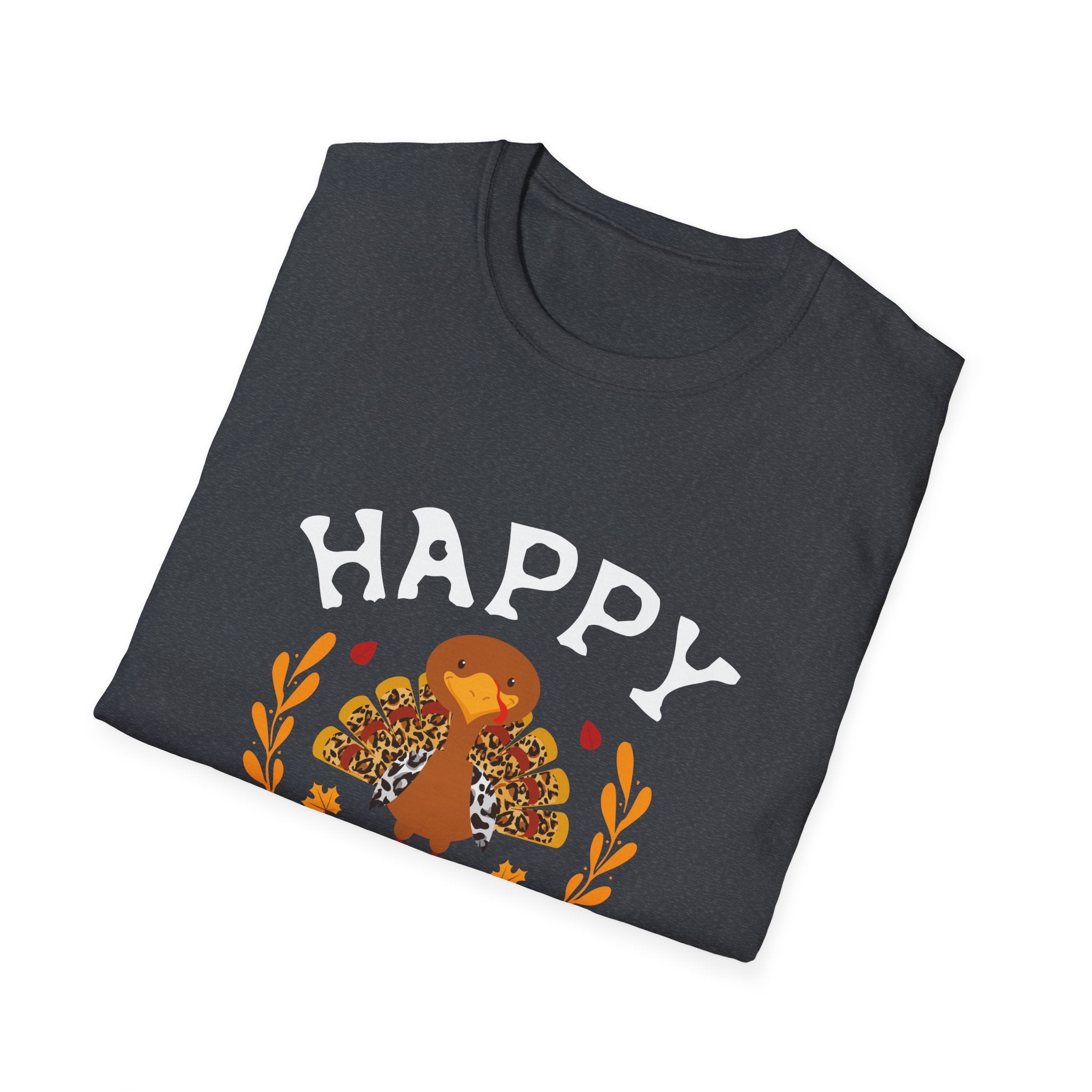 Happy Thanksgiving Unisex Softstyle T-Shirt, Fall Apparel, Thanksgiving Gift, Cozy Tee, Family Gathering, Holiday Outfit