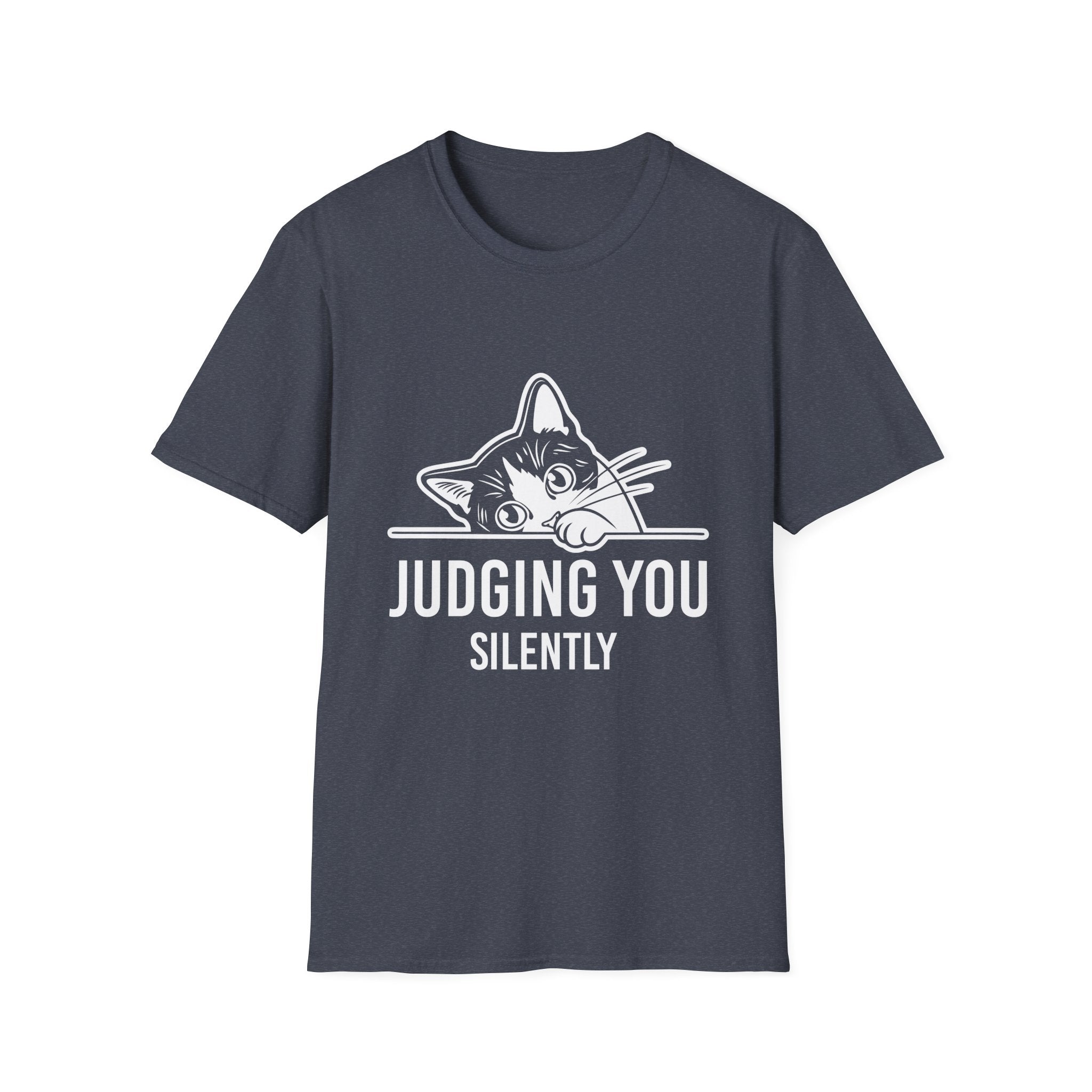 Funny Black Cat Judging You Silently Sarcastic Cat T-Shirt Unisex Softstyle T-Shirt
