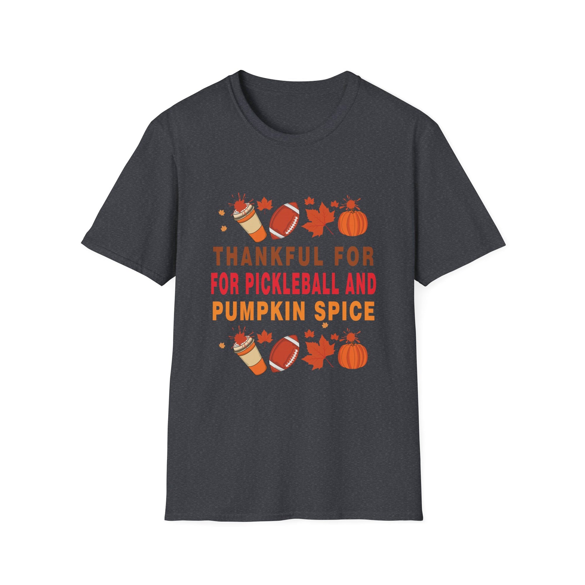 Thankful for Pickleball & Pumpkin Spice T-Shirt, Fall Fashion, Thanksgiving Tee, Unisex Autumn Shirt, Cozy Casual Wear