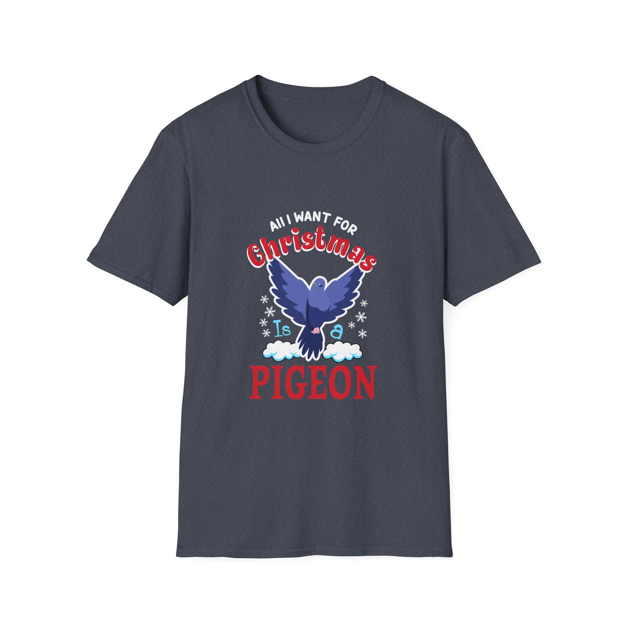 Christmas Pigeon T-Shirt, Funny Holiday Tee, Cute Gift for Cat Lovers, Christmas Apparel, Unisex Graphic Tee