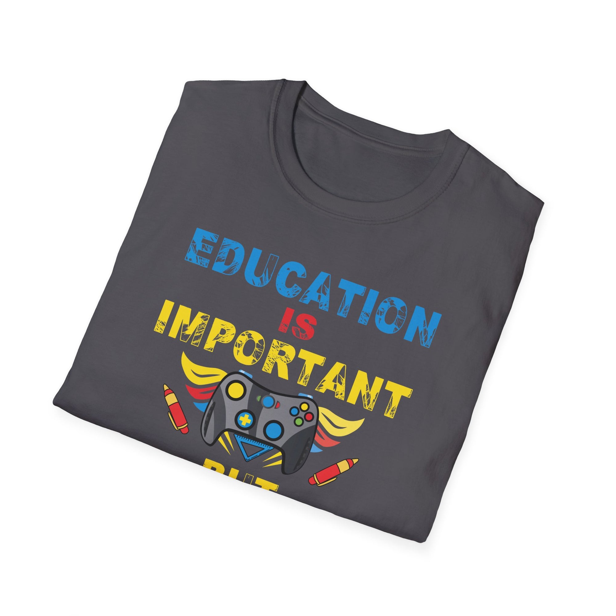 Unisex Gaming T-Shirt - Education is Important but Gaming is Importanter, Funny Gamer Tee, Perfect Gift for Gamers, Casual Wear, [...]