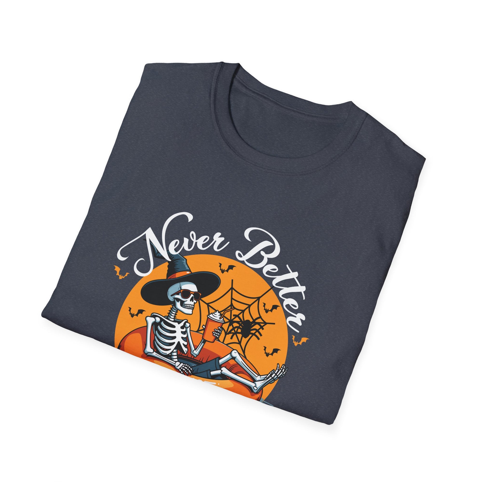 Spooky Skeleton T-Shirt | Halloween Casual Tee, Fall Fashion, Unisex Graphic Tee, Pumpkin-themed Shirt, Skeleton Print Tee