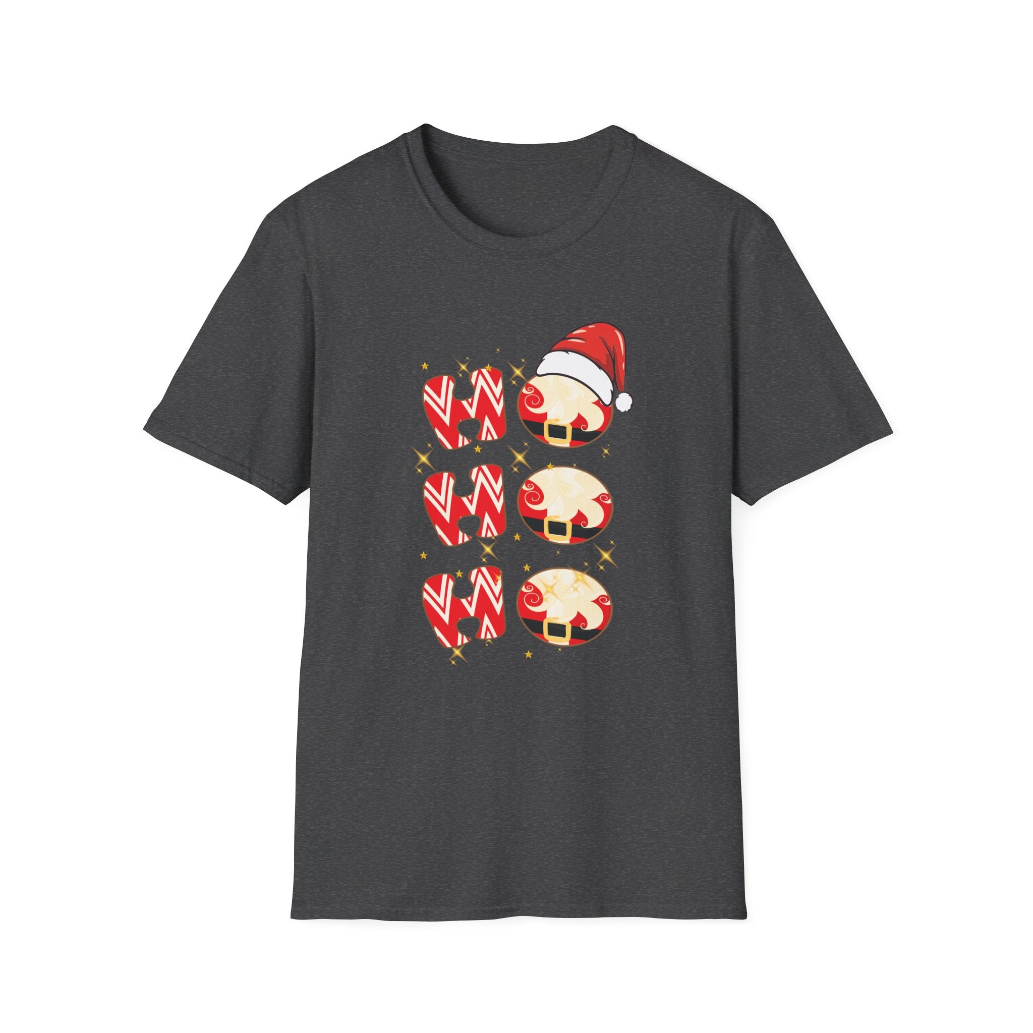 Festive Holiday T-Shirt: Cute Santa and Candy Cane Design, Christmas Gift, Unisex Softstyle Tee, Merry Christmas Shirt, Holiday Apparel