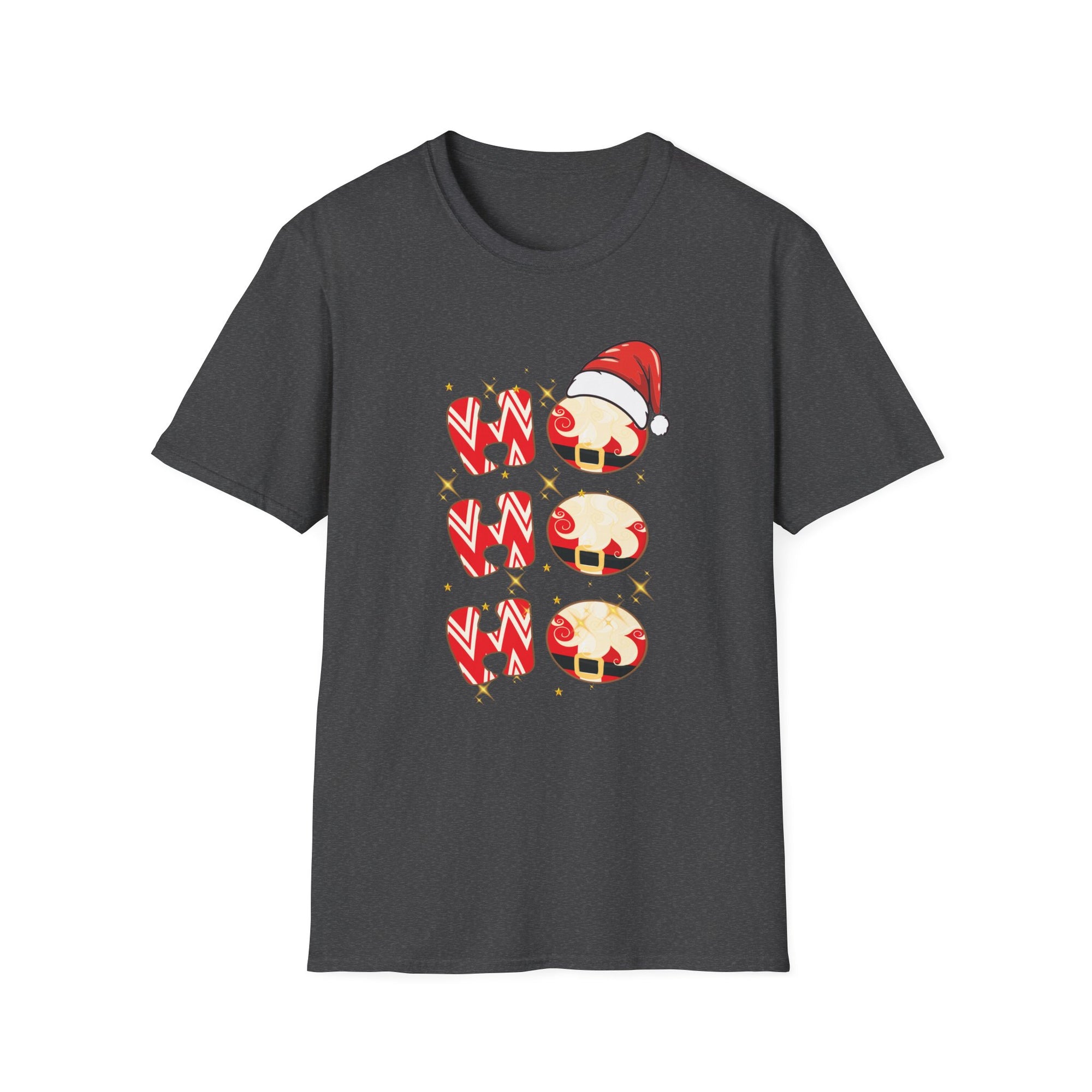 Festive Holiday T-Shirt: Cute Santa and Candy Cane Design, Christmas Gift, Unisex Softstyle Tee, Merry Christmas Shirt, Holiday Apparel