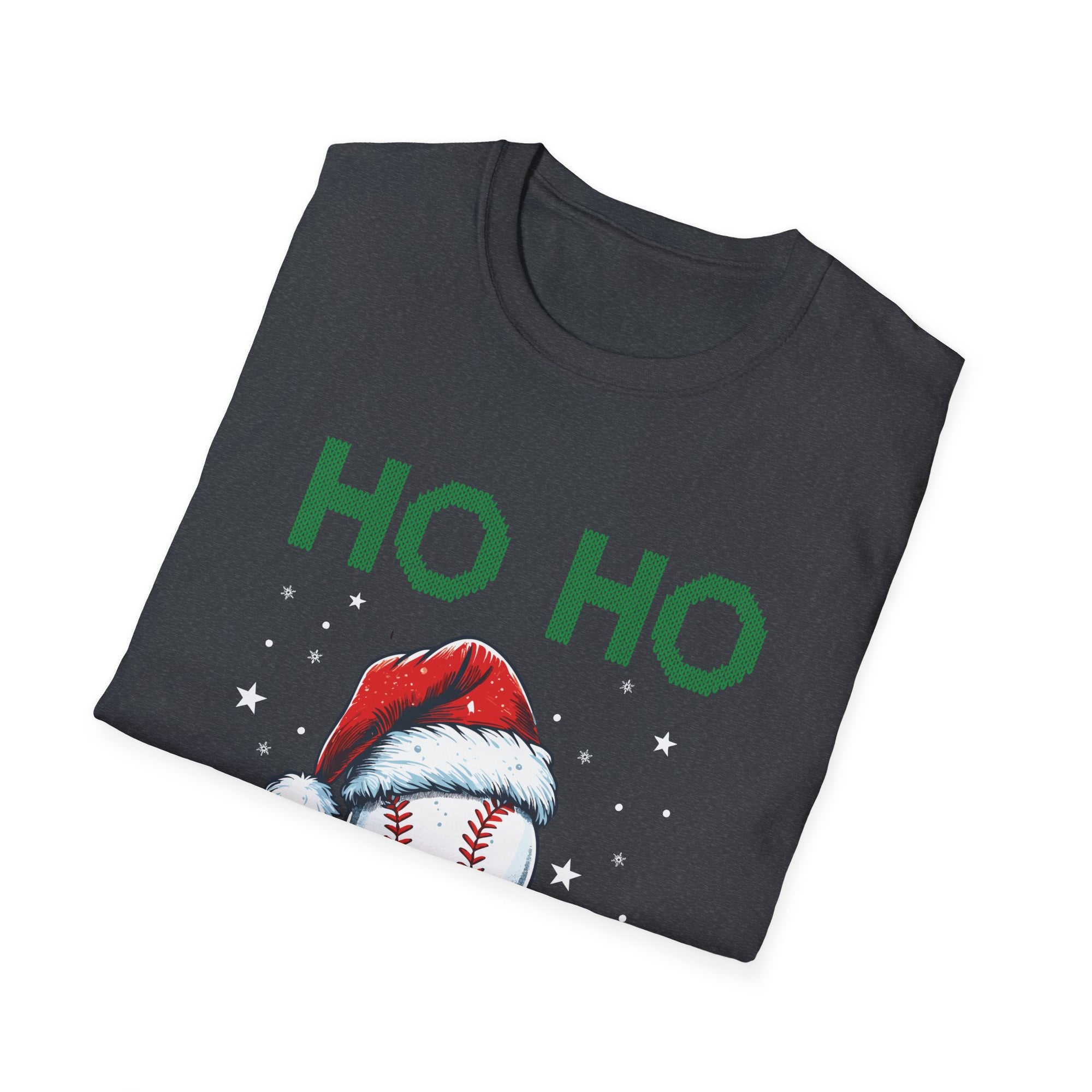 Baseball Christmas T-Shirt, Festive Holiday Tee, Unisex Softstyle Shirt, Sports Fan Gift, Ho Ho Home Run Apparel