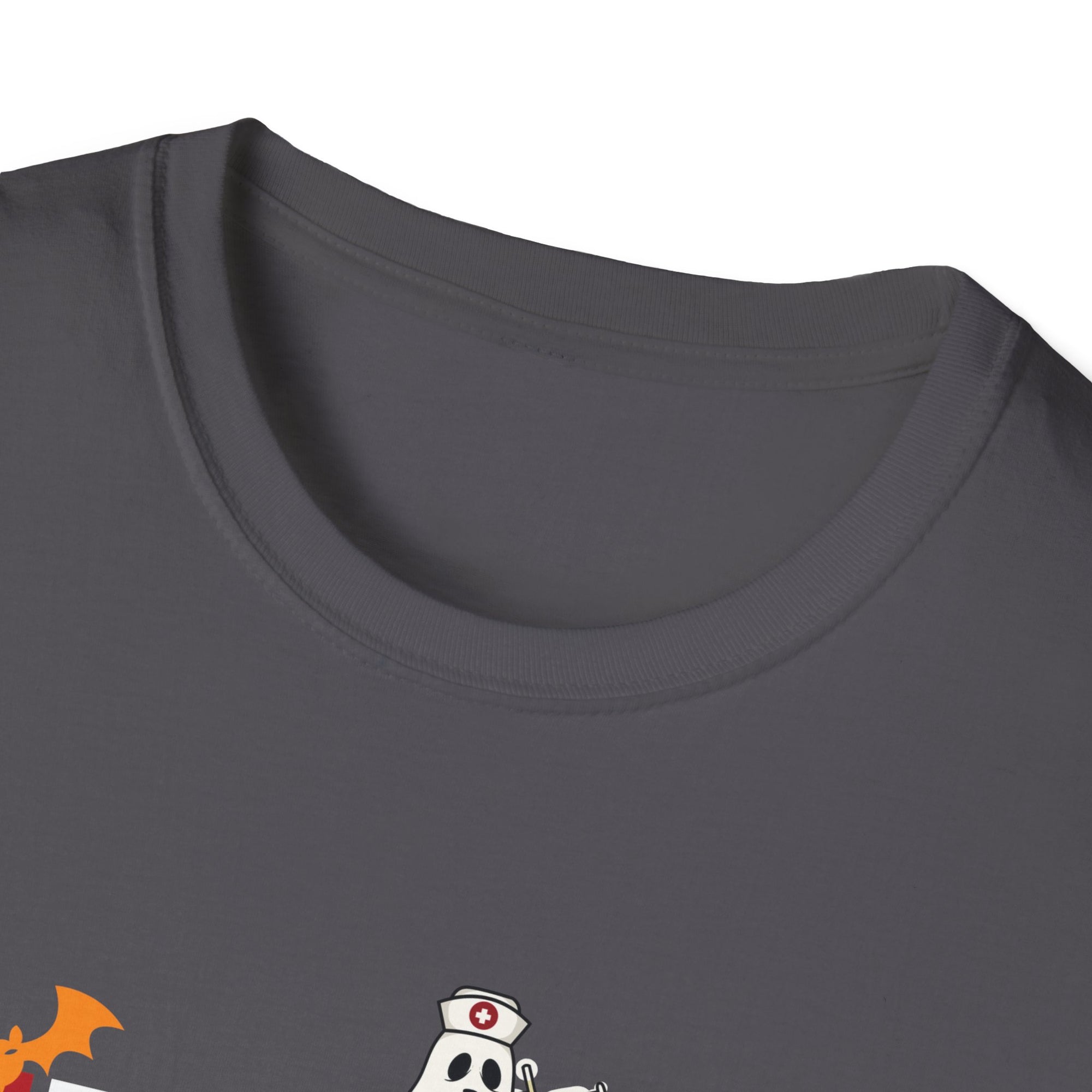 Halloween Nurse T-Shirt, Unisex Softstyle Tee, Spooky Shirt, Gift for Healthcare Workers, Fall Apparel, October Celebration